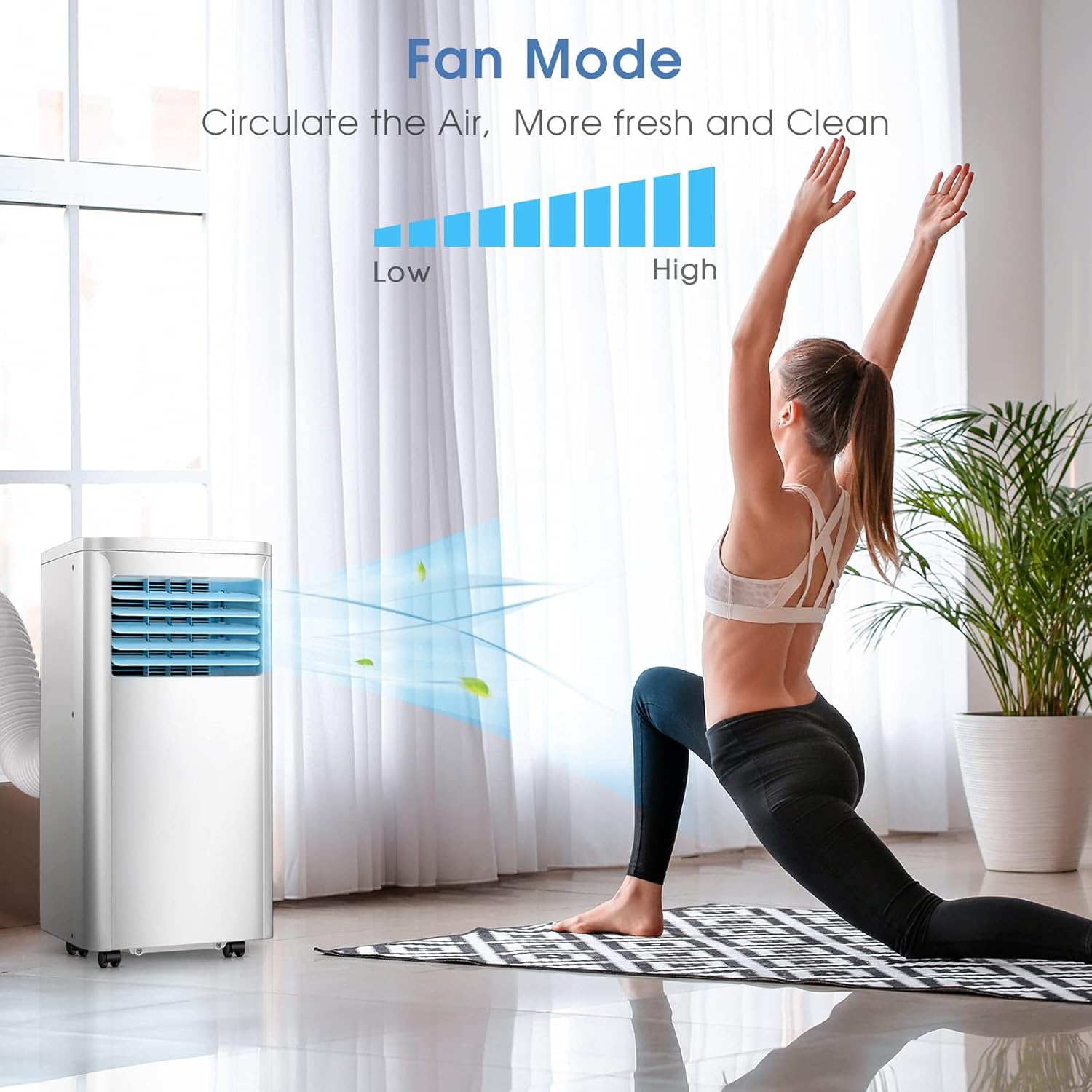 ZAFRO 8,000 BTU Portable Air Conditioner with Remote Control, Portable AC Unit for Room Up to 350 Sq.Ft, 3-in-1 Air Conditioner with Digital