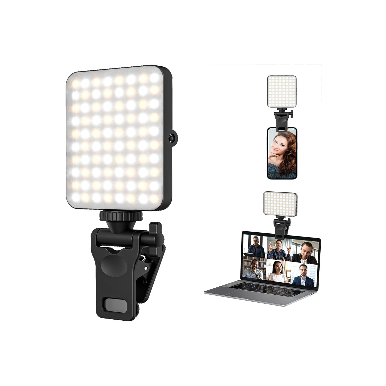Rechargeable Selfie Light & Phone Light Clip for iPhone - Phone LED Light with Adjustable Brightness, Perfect for Selfies, Makeup, Live Streaming &