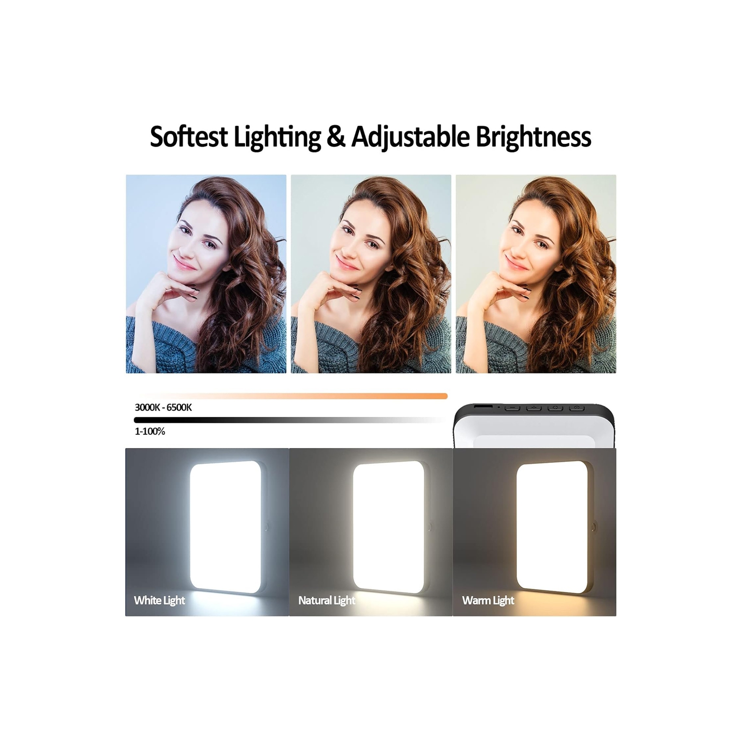 Rechargeable Selfie Light & Phone Light Clip for iPhone - Phone LED Light with Adjustable Brightness, Perfect for Selfies, Makeup, Live Streaming &