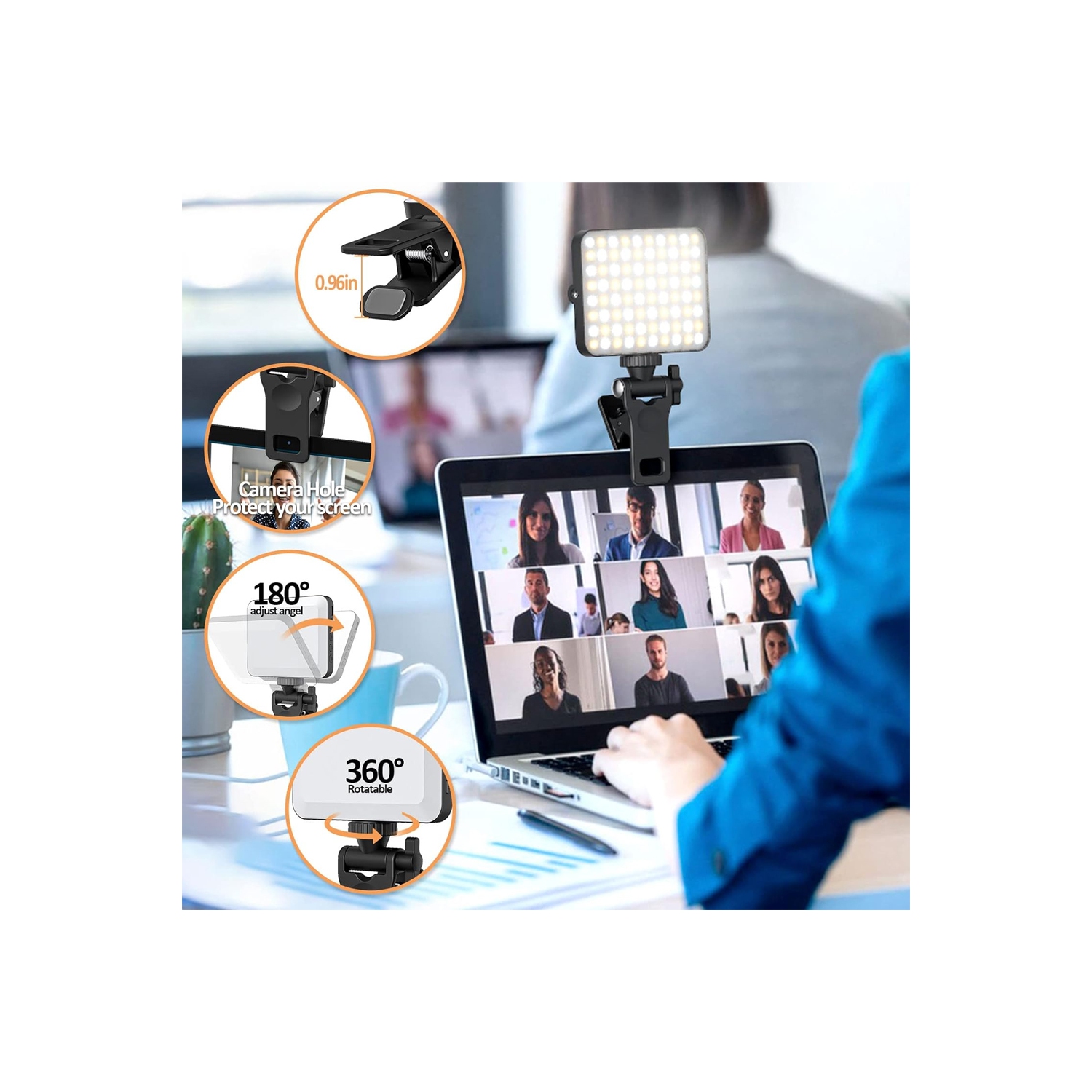 Rechargeable Selfie Light & Phone Light Clip for iPhone - Phone LED Light with Adjustable Brightness, Perfect for Selfies, Makeup, Live Streaming &