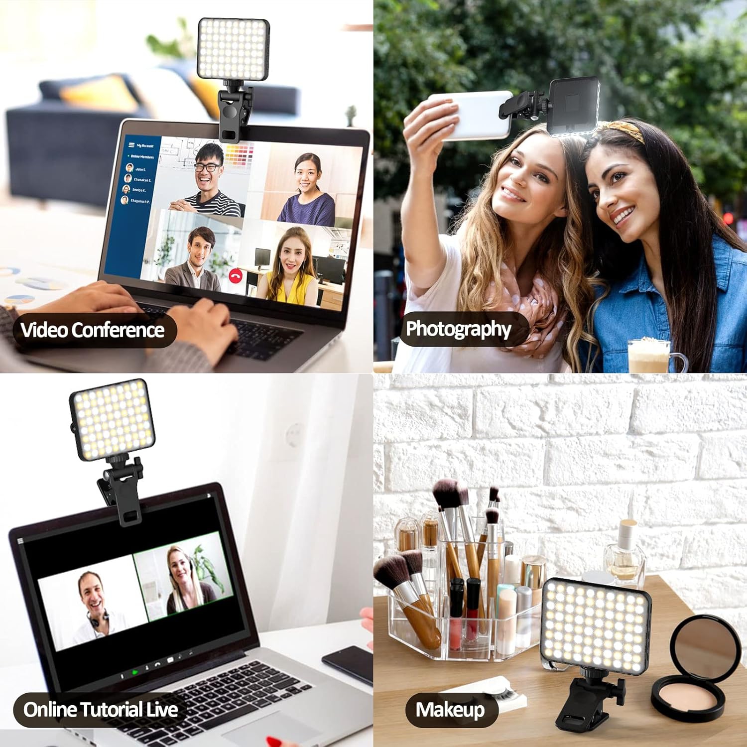 Rechargeable Selfie Light & Phone Light Clip for iPhone - Phone LED Light with Adjustable Brightness, Perfect for Selfies, Makeup, Live Streaming &