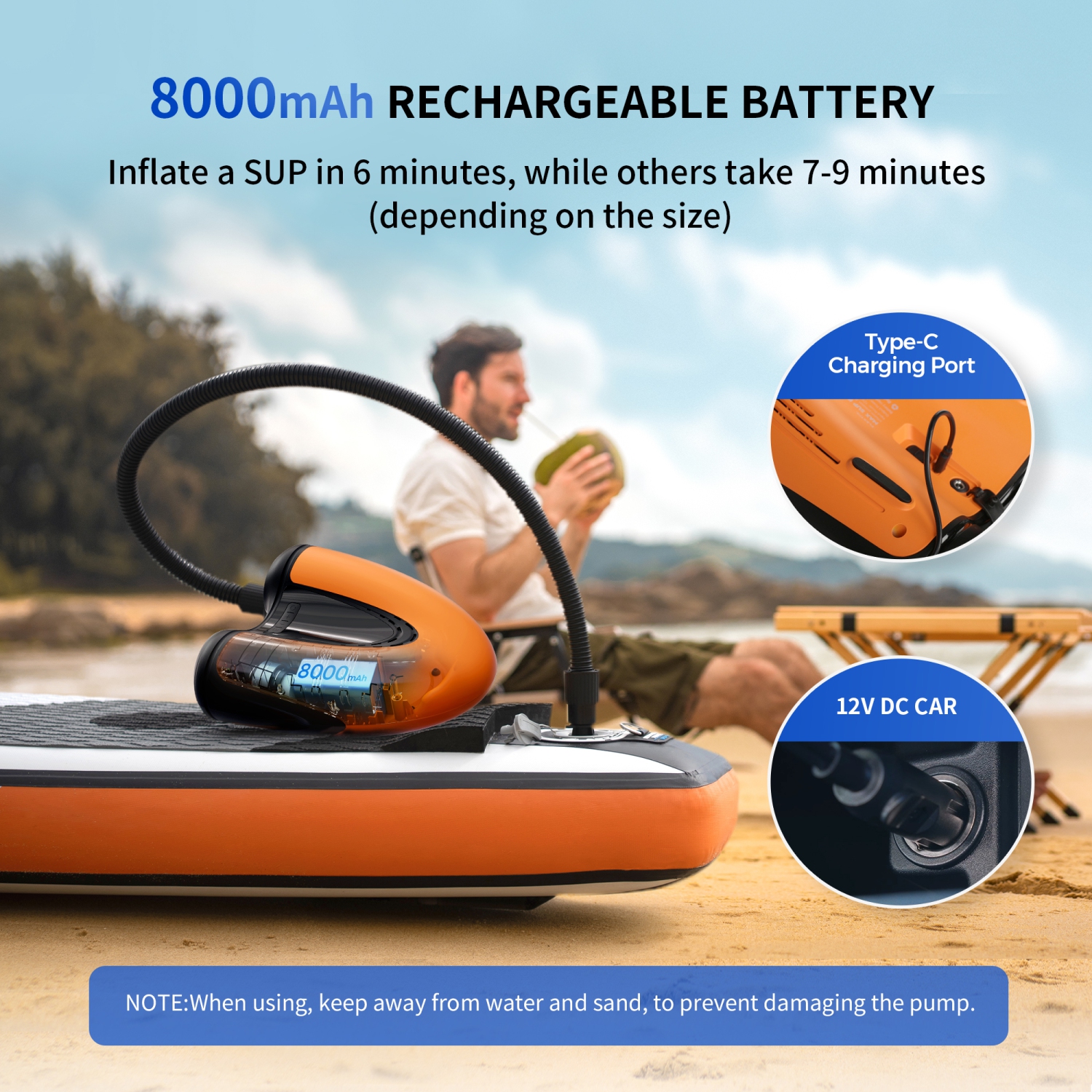 Evo SUP Pump - 20PSI Cordless Rechargeable Air Pump for SUP & KITE
