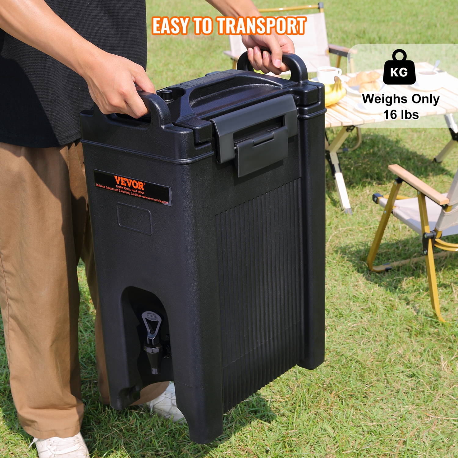 VEVOR 5 Gallon Insulated Beverage Dispenser, Food-grade LDPE Hot and Cold Beverage Server, Thermal Drink Dispenser Cooler with 0.9 in PU Layer