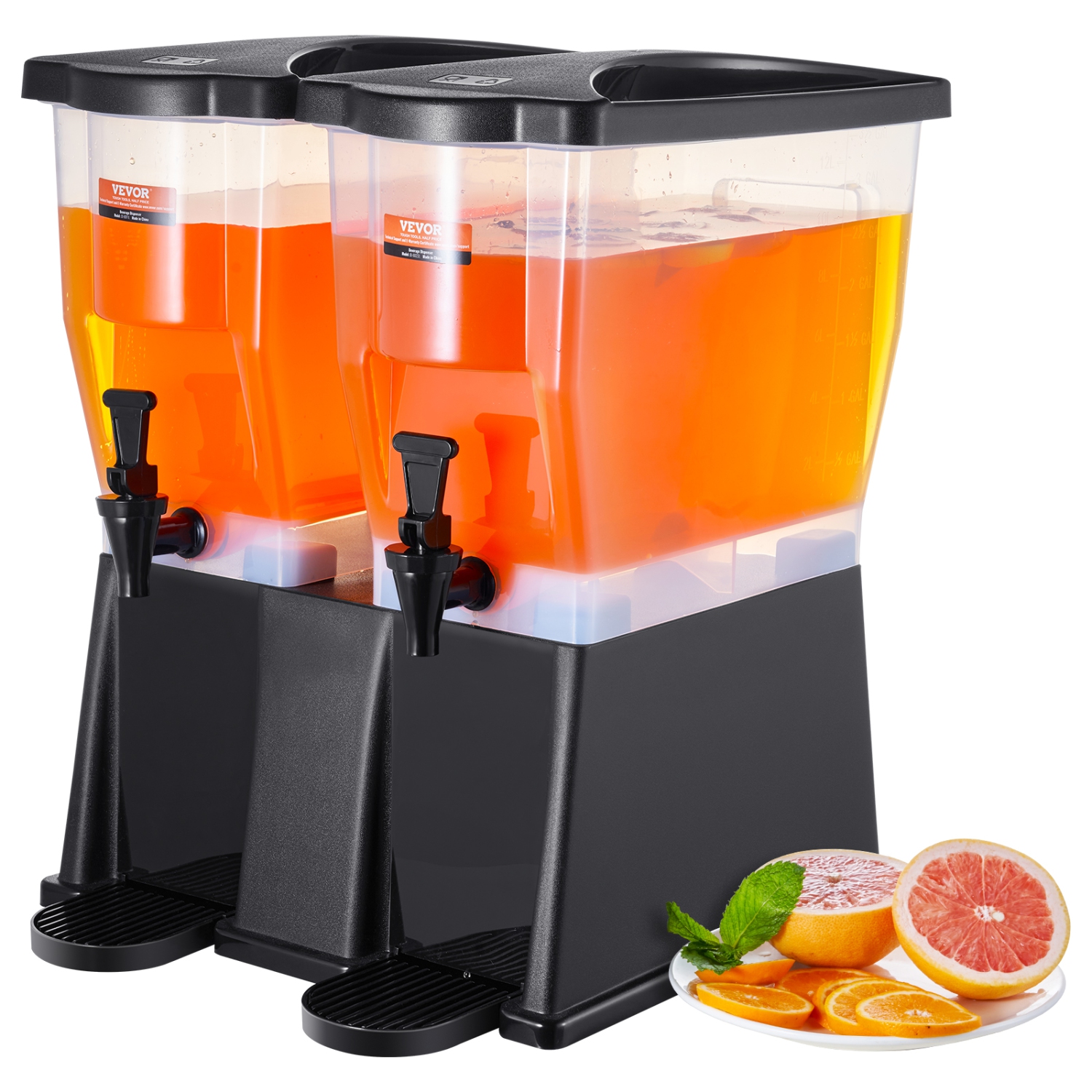 VEVOR Beverage Dispenser, 3 Gallon x 2 Drink Dispensers, Plastic Juice Dispenser with Stand Spigot Lid, Iced Tea Lemonade Juice Water Dispenser, for