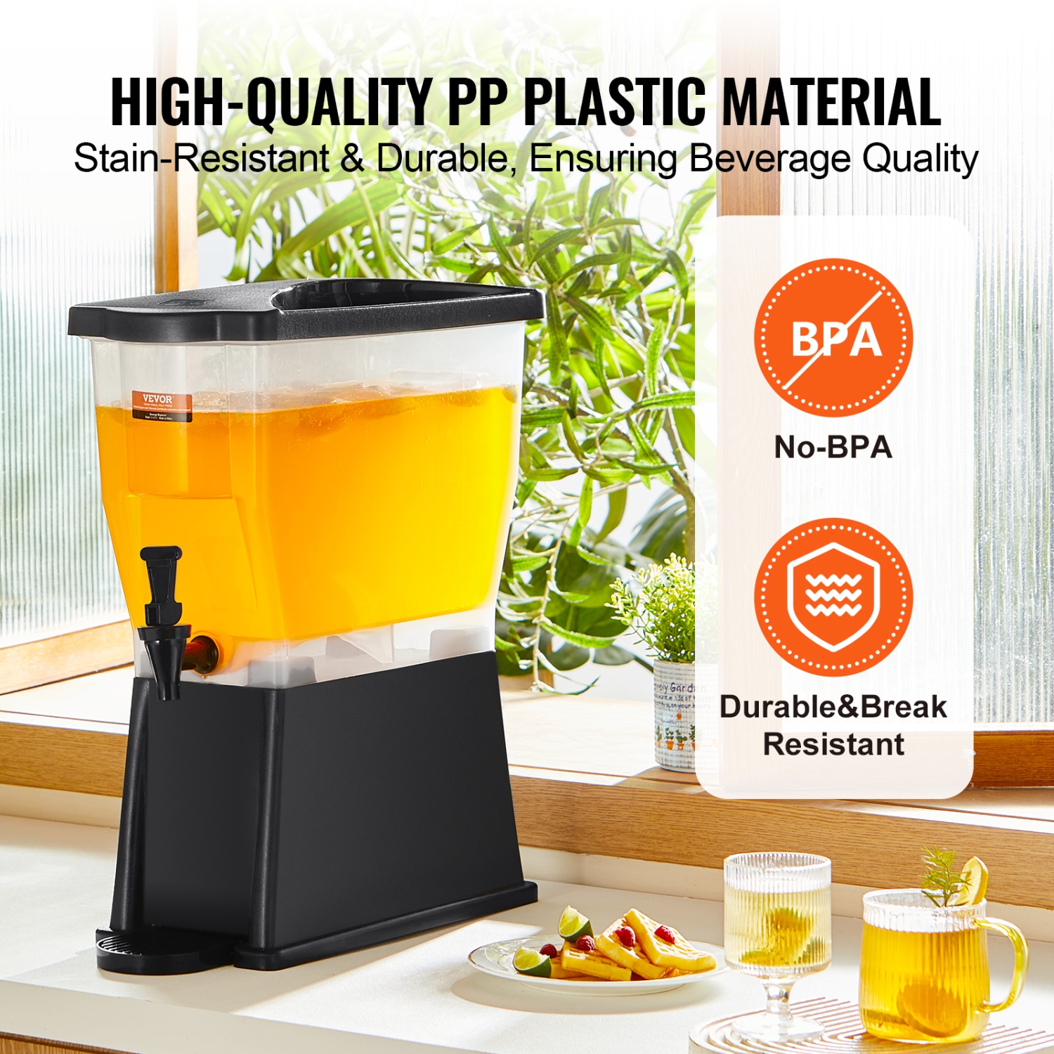 VEVOR 3 Gallon Beverage Dispenser, Drink Dispenser, Plastic Juice Dispenser with Stand Spigot Lid, Iced Tea Lemonade Juice Water Dispenser, for