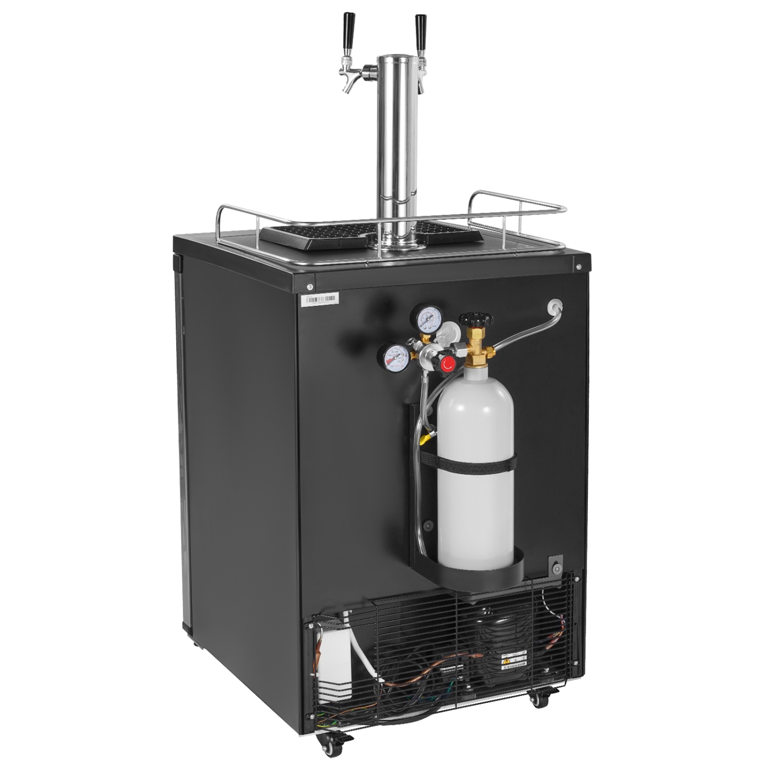 VEVOR Beer Kegerator, Dual Tap Draft Beer Dispenser, Full Size Keg Refrigerator With Shelf, CO2 Tank(No Gas), Drip Tray & Rail, 23°F- 82.4°F