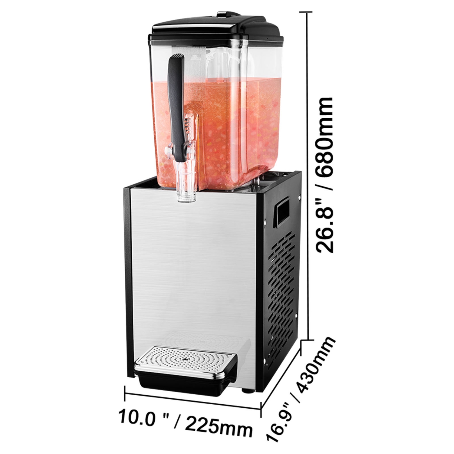 VEVOR 12 L / 12.7 QT Commercial Beverage Dispenser, Juice Dispenser, 246W 304 Stainless Steel Food Grade Ice Tea Drink Machine with 45°F-54°F Cooling