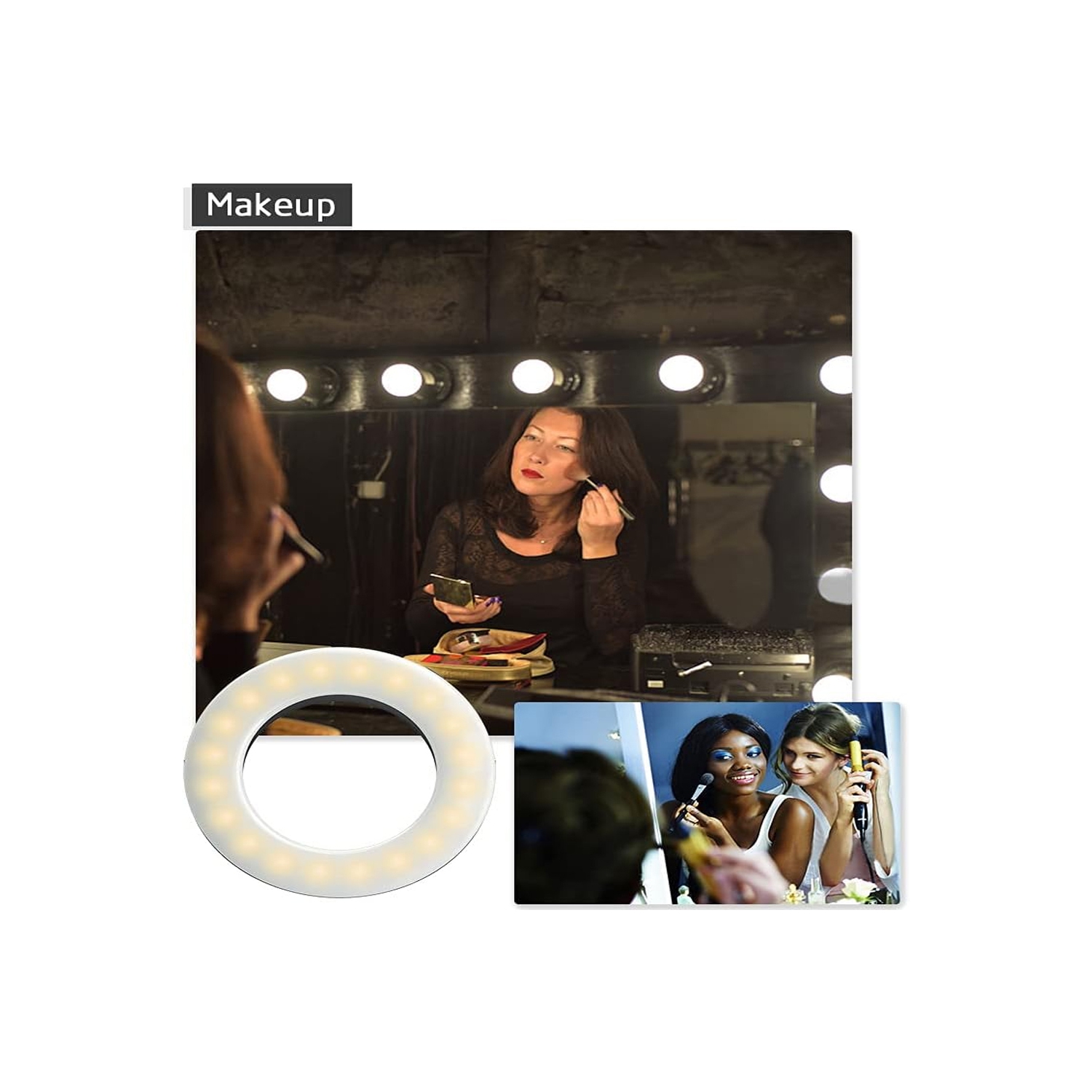 Selfie Ring Light Rechargeable Portable Clip-on Selfie Fill Light with 40 LED for Smart Phone Photography, Camera Video, Girl Makes up