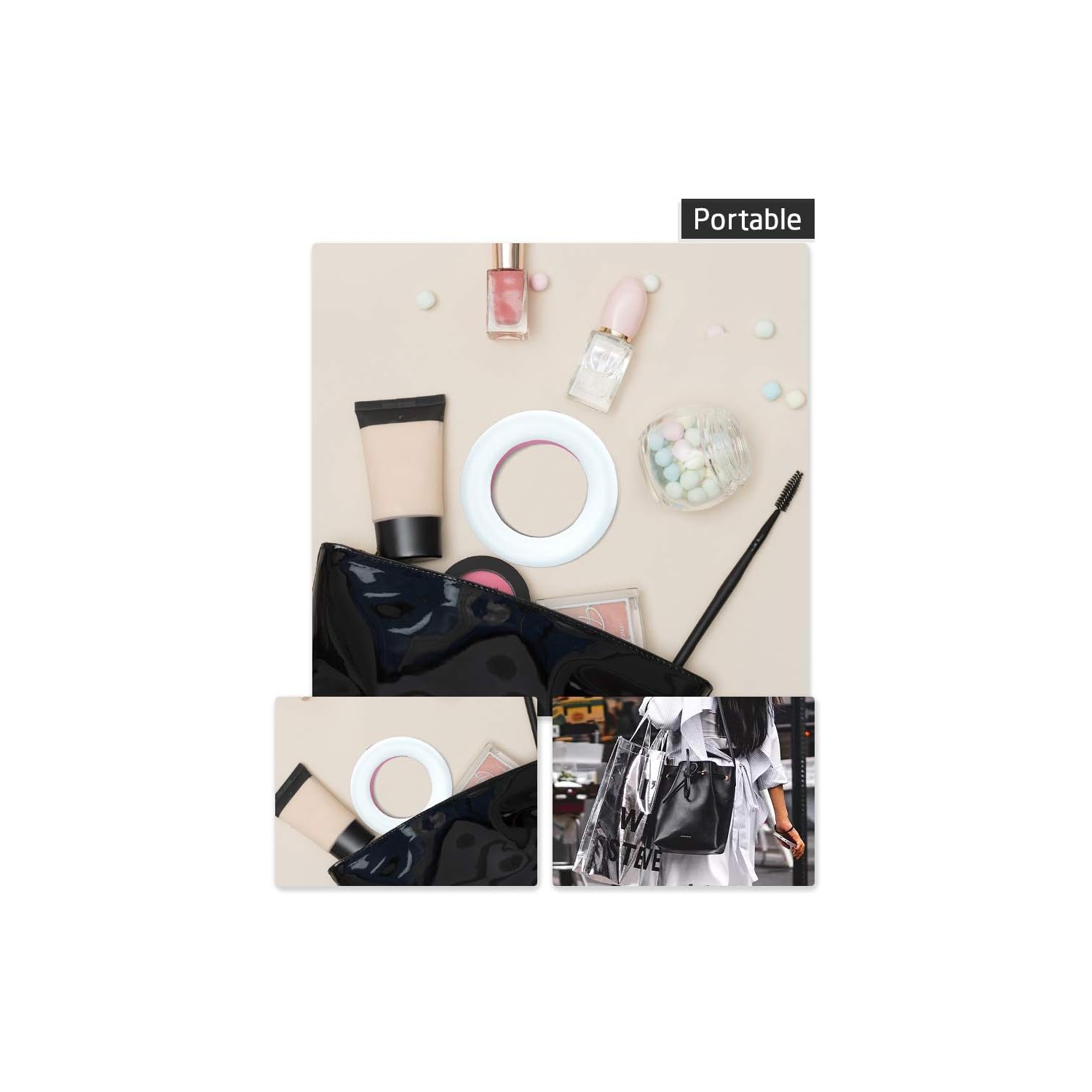 Selfie Ring Light Rechargeable Portable Clip-on Selfie Fill Light with 40 LED for Smart Phone Photography, Camera Video, Girl Makes up