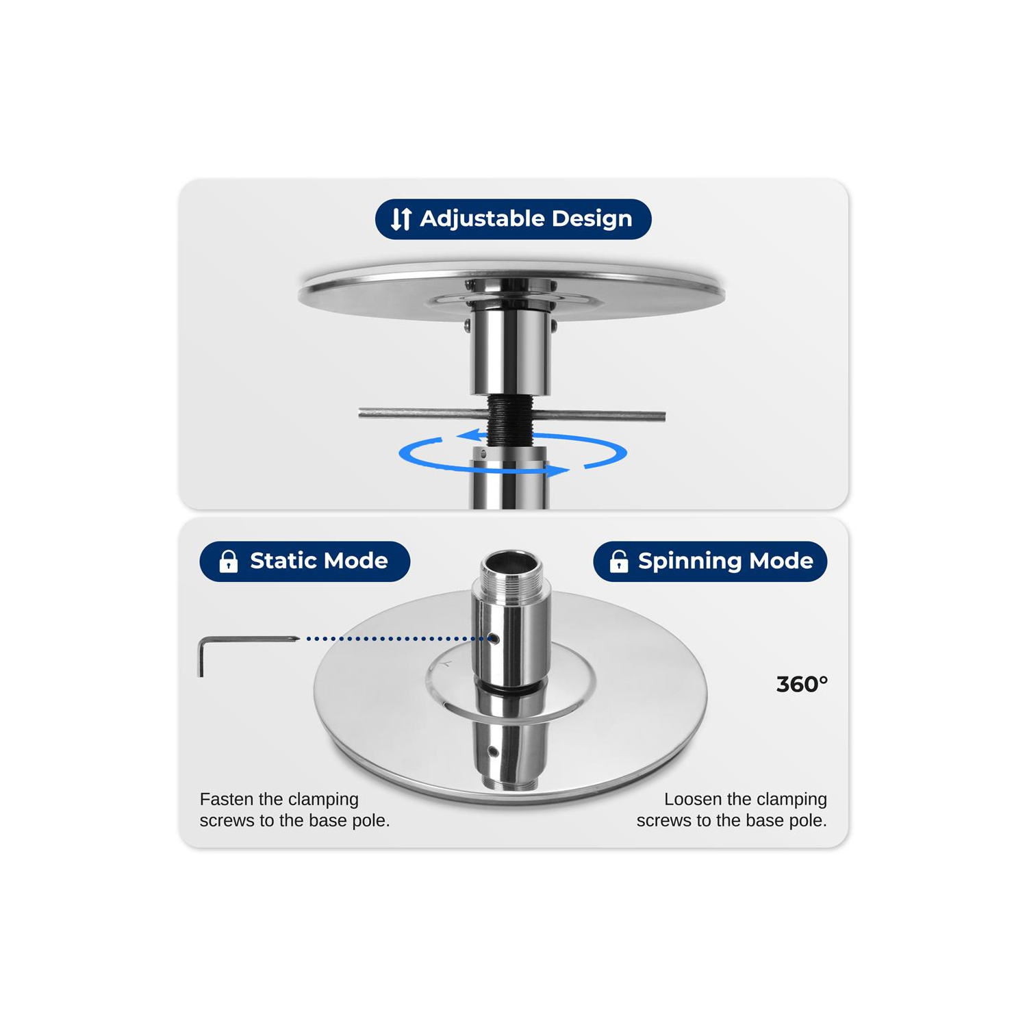 SereneLife Professional Spinning Dance Pole, 45mm Portable Exercise Pole for Fitness – Durable Steel Build, Anti-Rust Finish, Suitable for Home,