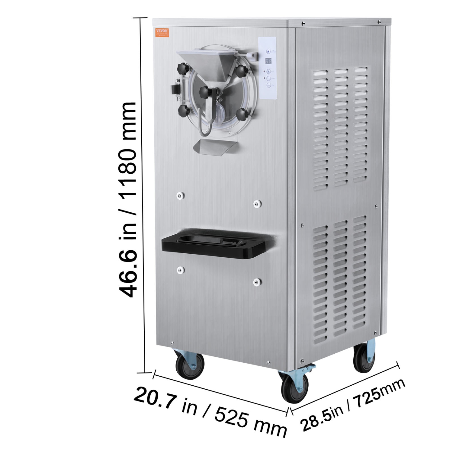 VEVOR 20-25L/H Yield, Ice Cream Machine, 2400W 1-Flavor Hard Ice Cream Maker, 8L Stainless Steel Cylinder,Digital Display Auto Clean Adjustable