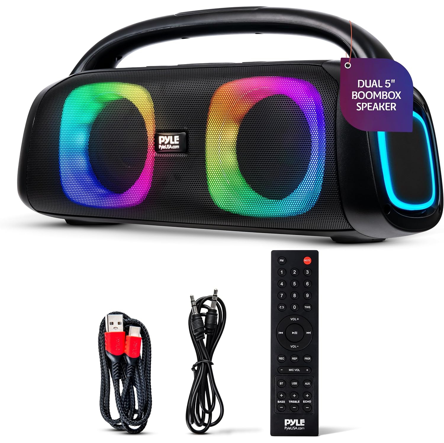 Soundcore Boom 2 de PYLE Audio - Haut-parleur minichaîne Bluetooth avec chaîne stéréo sans fil véritable - Profitez de basses puissantes et d'aigus