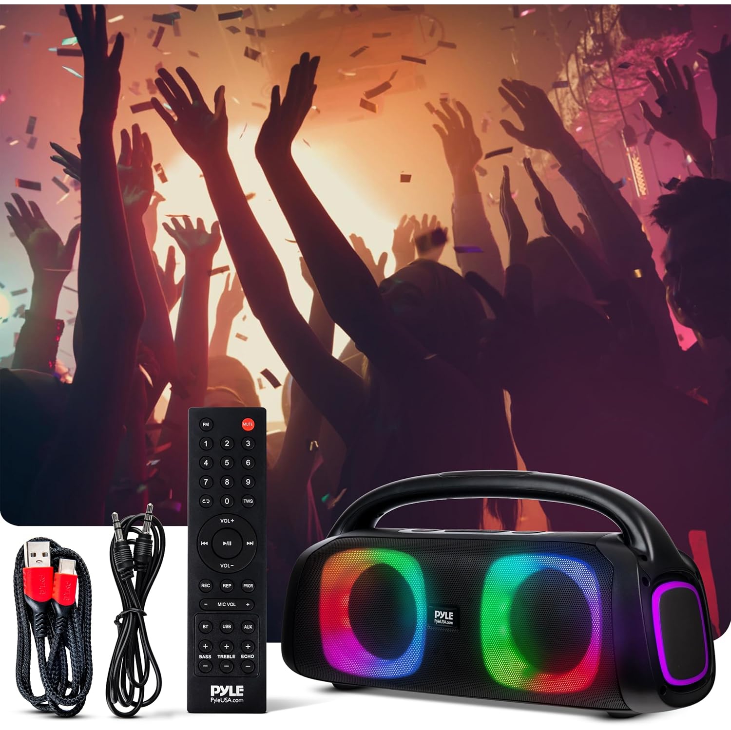 Soundcore Boom 2 de PYLE Audio - Haut-parleur minichaîne Bluetooth avec chaîne stéréo sans fil véritable - Profitez de basses puissantes et d'aigus