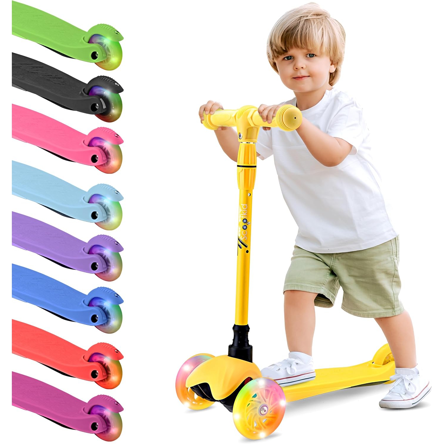 Trottinette pour enfants Mini de Hurtle - Trottinette légère à 3 roues avec roues lumineuses LED, antidérapante, plaisir intérieur/extérieur à