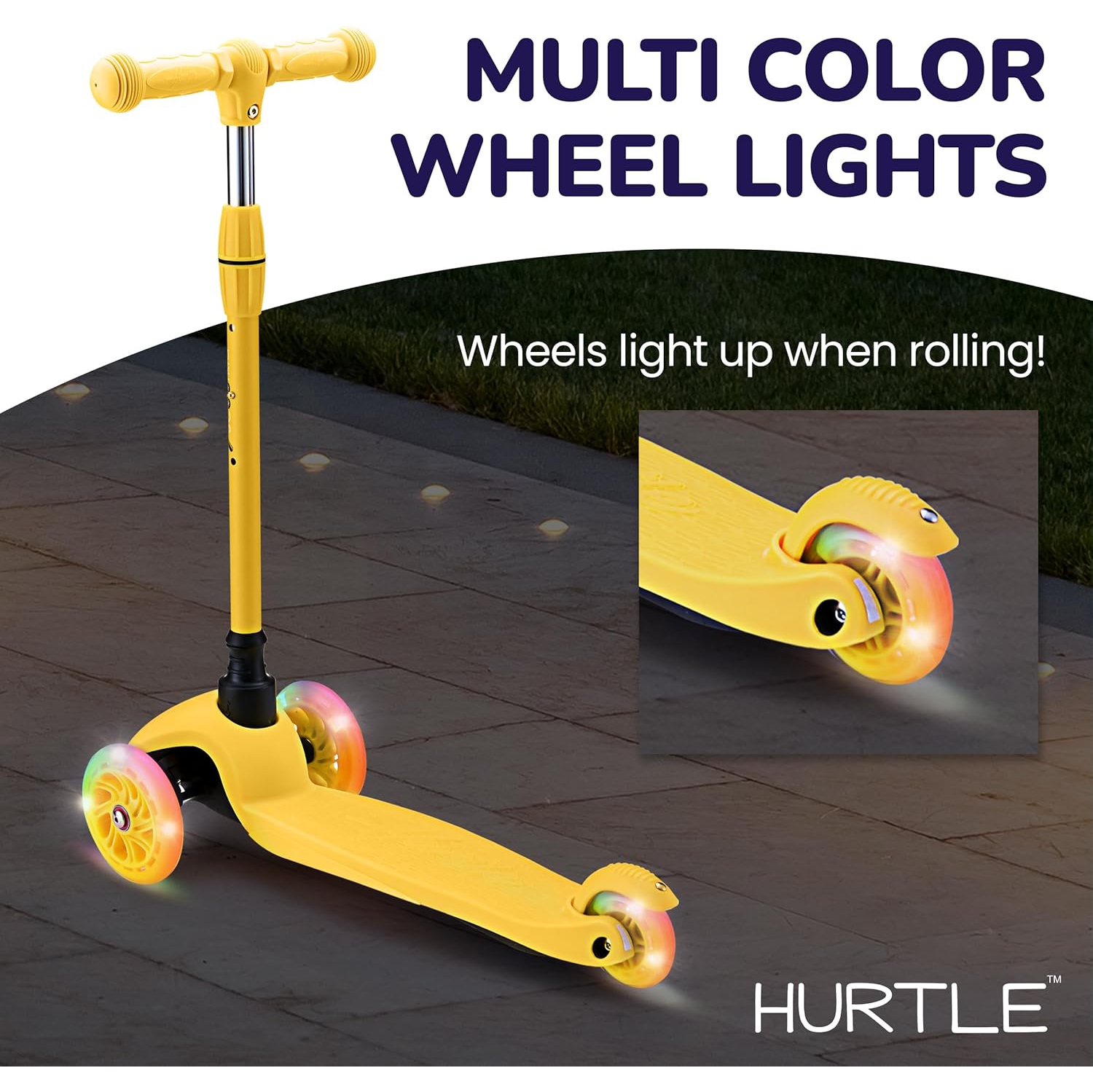 Trottinette pour enfants Mini de Hurtle - Trottinette légère à 3 roues avec roues lumineuses LED, antidérapante, plaisir intérieur/extérieur à