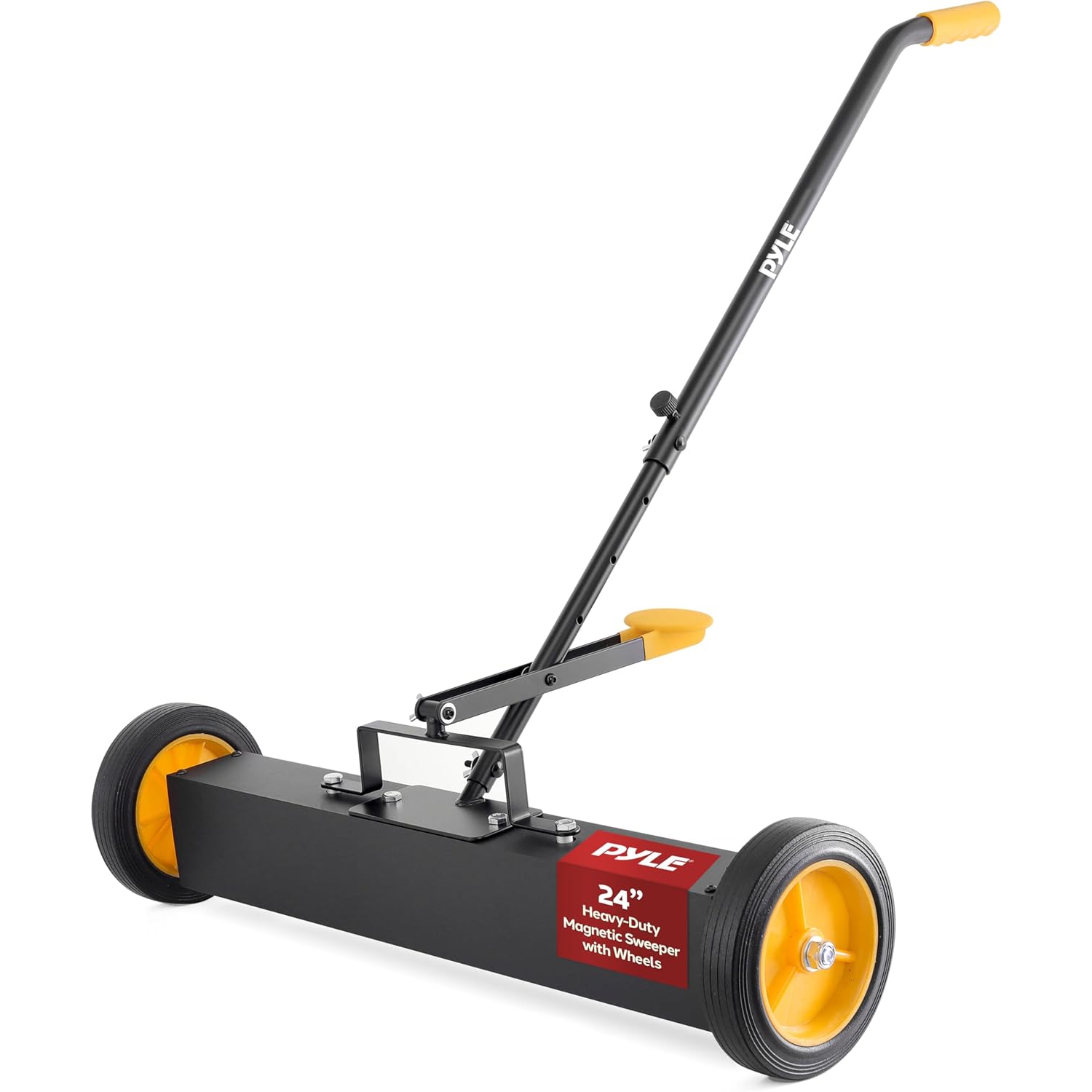Balayeuse magnétique à roulettes de 24&nbsp;po de Pyle avec poignée réglable – Construction en métal robuste et durable, nettoyage robuste, ramasseur