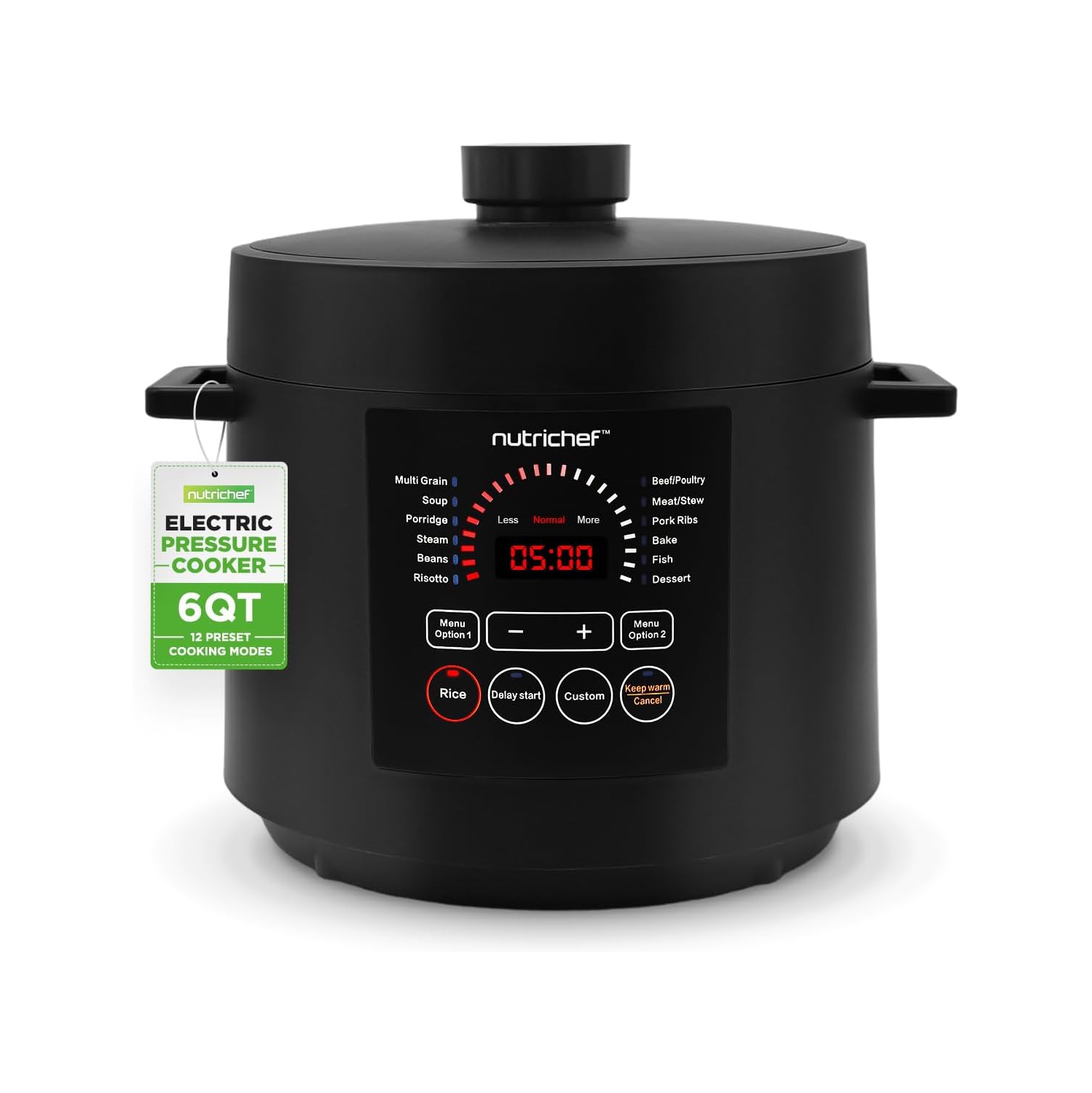 NutriChef Electric Pressure Cooker 6 Quart Capacity | 9 Function Digital Countertop Pressure Cooker | Adjustable Time & Temperature | Cook, Bake,