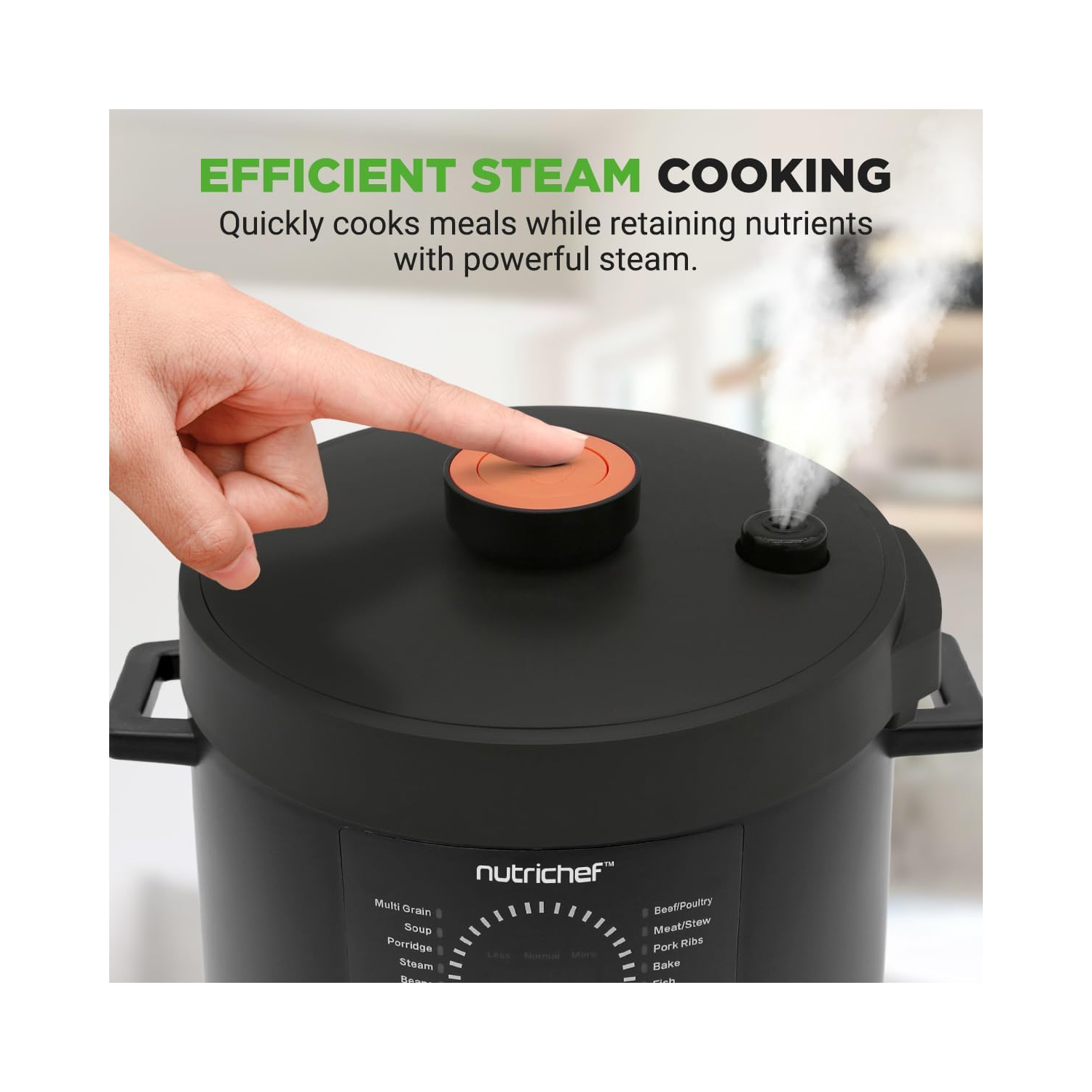 NutriChef Electric Pressure Cooker 6 Quart Capacity | 9 Function Digital Countertop Pressure Cooker | Adjustable Time & Temperature | Cook, Bake,