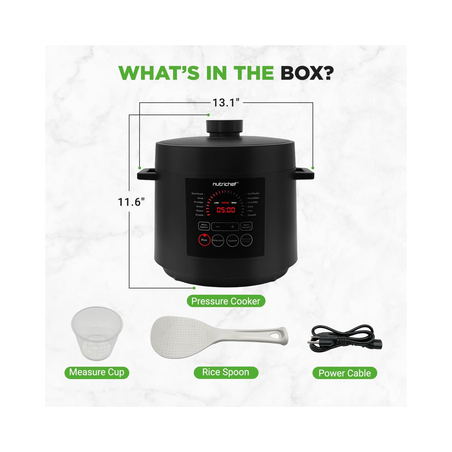 NutriChef Electric Pressure Cooker 6 Quart Capacity | 9 Function Digital Countertop Pressure Cooker | Adjustable Time & Temperature | Cook, Bake,