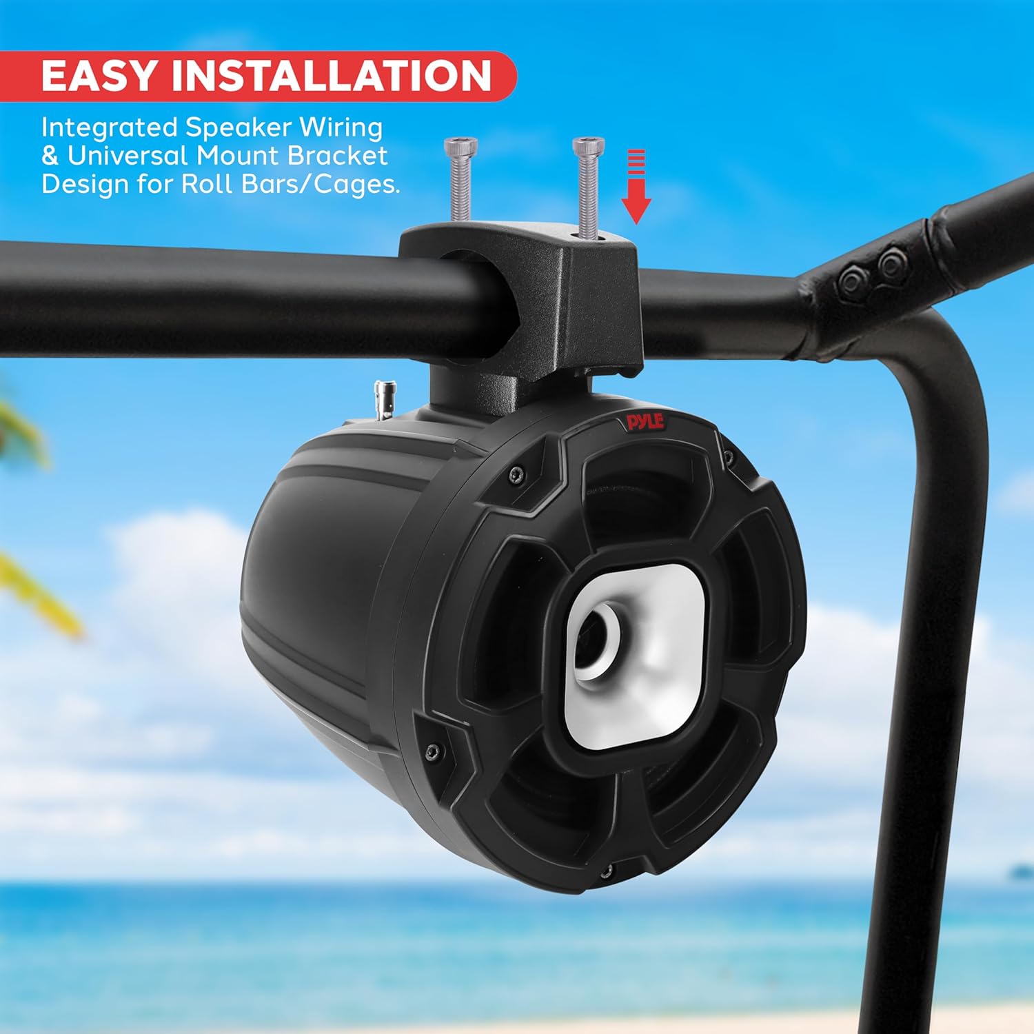 6.5’’ Water-Resistant Marine Speakers - UTV Compact PowerSport Vehicle Speaker System - 1300 WATT - 2-Way Full Range Stereo Sound Reproduction, Pyle