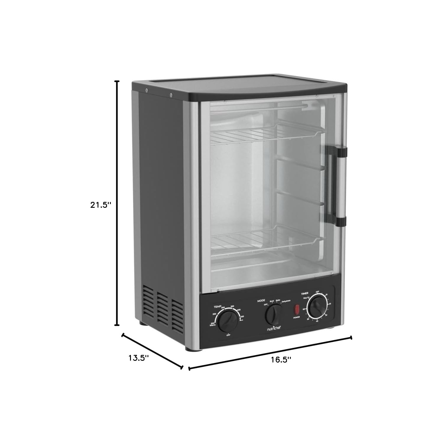 Nutrichef Vertical Countertop Oven with Rotisserie, Bake, Broil, & Kebab Rack Functions - Adjustable Settings - 2 Shelves - 1500W - Thanksgiving