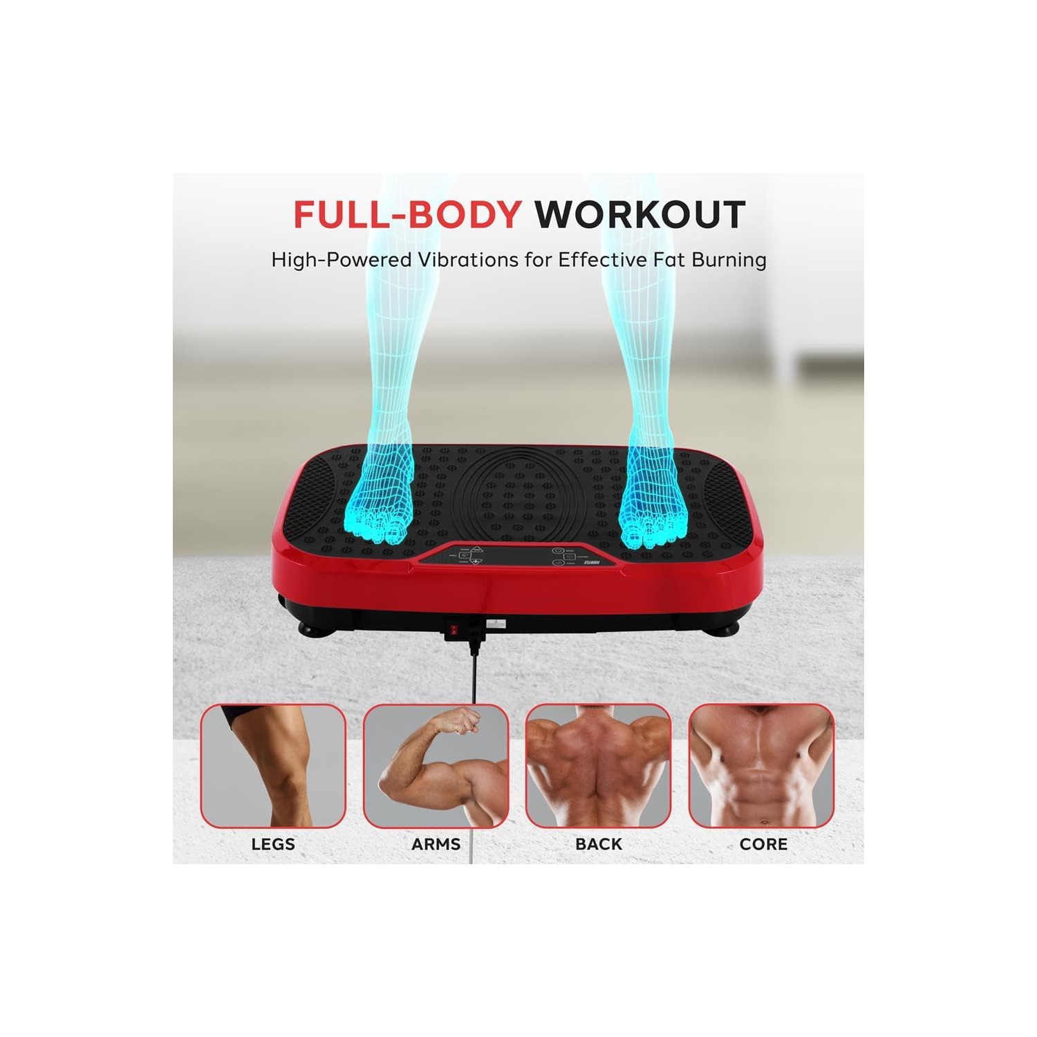 Hurtle Fitness Vibration Platform Machine Home Gym Whole Body Shaker Exercise Machine Workout Trainer Fast Weight Loss w/Resistance Bands Easy Carry