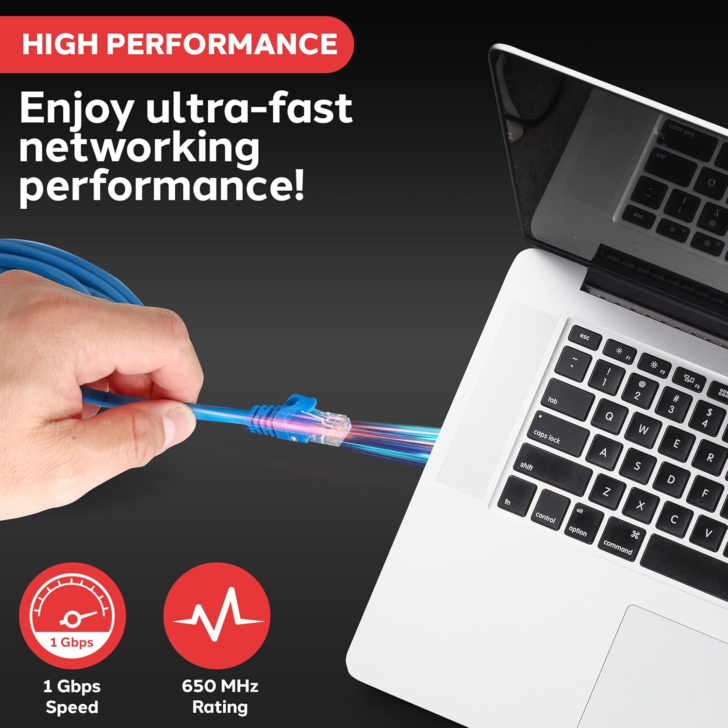 RJ45 CAT6 UTP Ethernet Cable - Universal Connectivity 10 FT LAN Cable for PCs, Computer Servers, Printers, Routers, Switch Boxes, Network Media