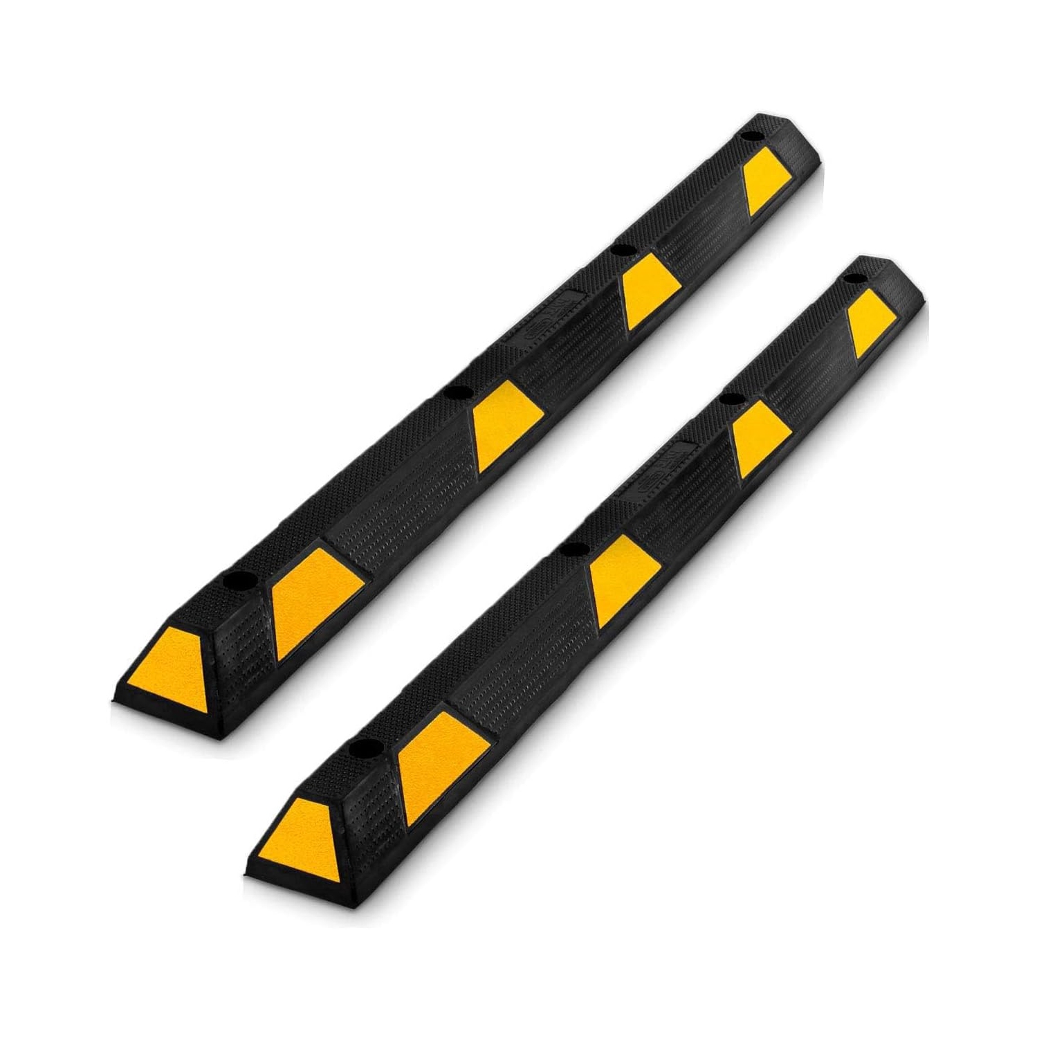 Pyle 72 Inch Heavy Duty Vehicle Rubber Car Parking Wheel Guide Stopper for Driveways, Parking Lot Spots, and Garages, Pack of 2, Black