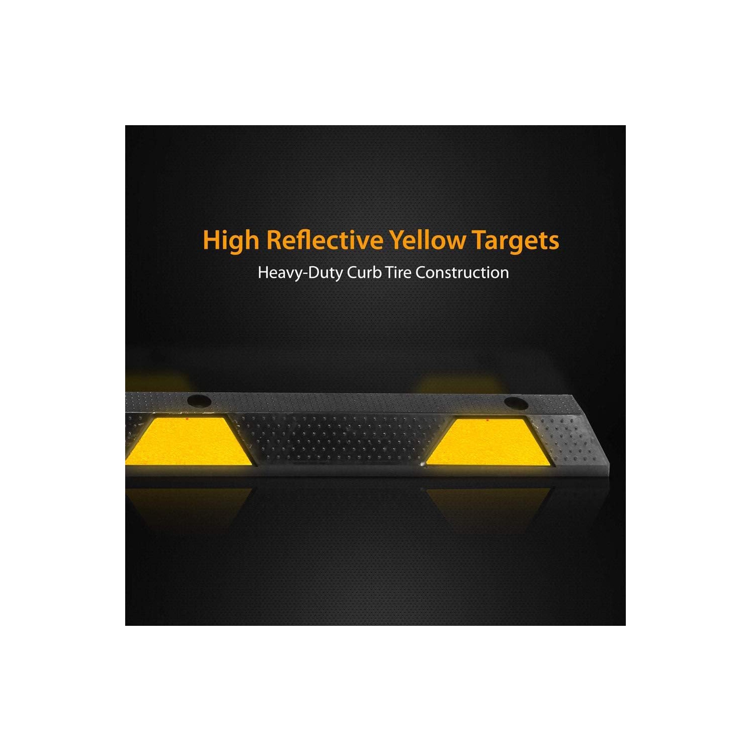 Pyle 72 Inch Heavy Duty Vehicle Rubber Car Parking Wheel Guide Stopper for Driveways, Parking Lot Spots, and Garages, Pack of 2, Black