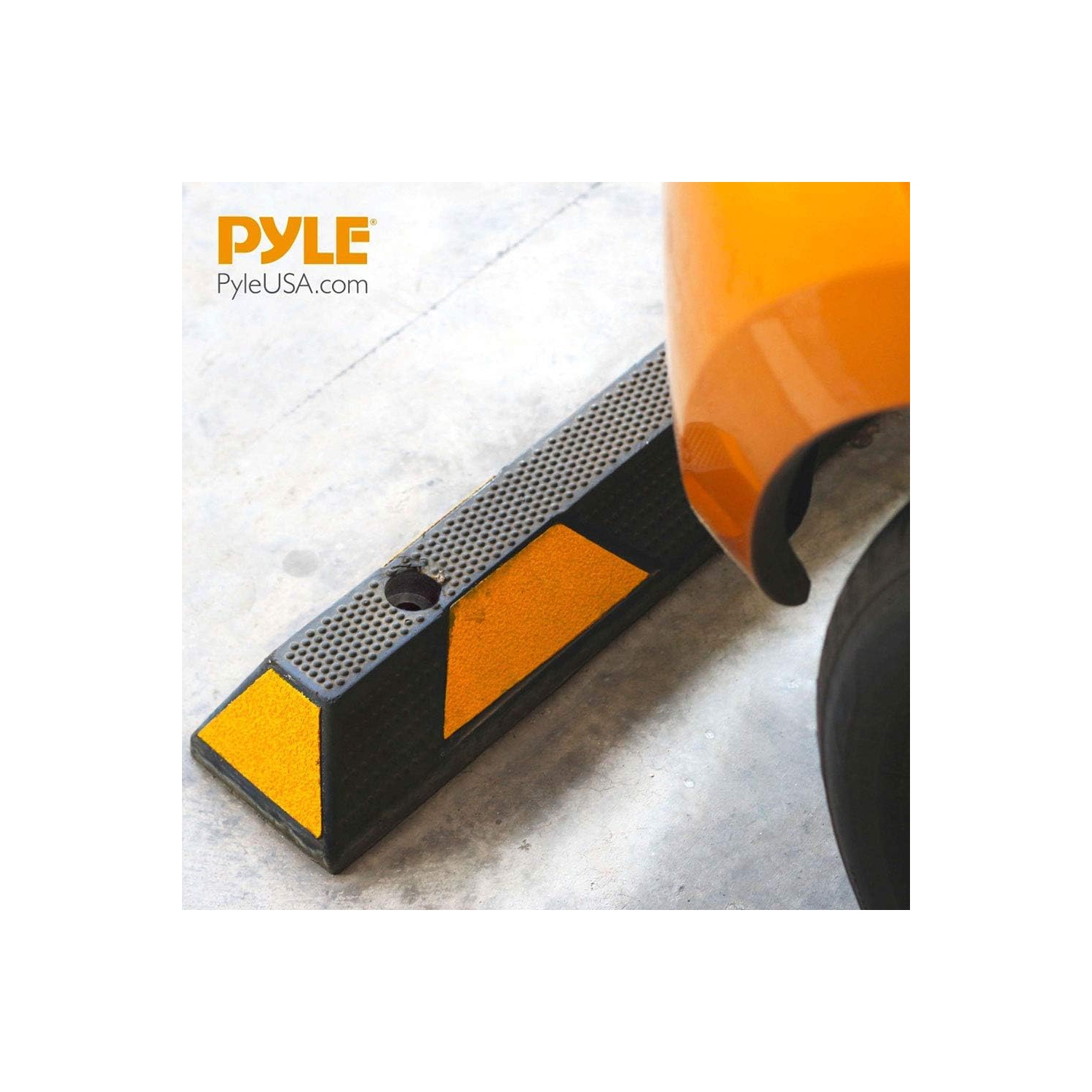Pyle 72 Inch Heavy Duty Vehicle Rubber Car Parking Wheel Guide Stopper for Driveways, Parking Lot Spots, and Garages, Pack of 2, Black