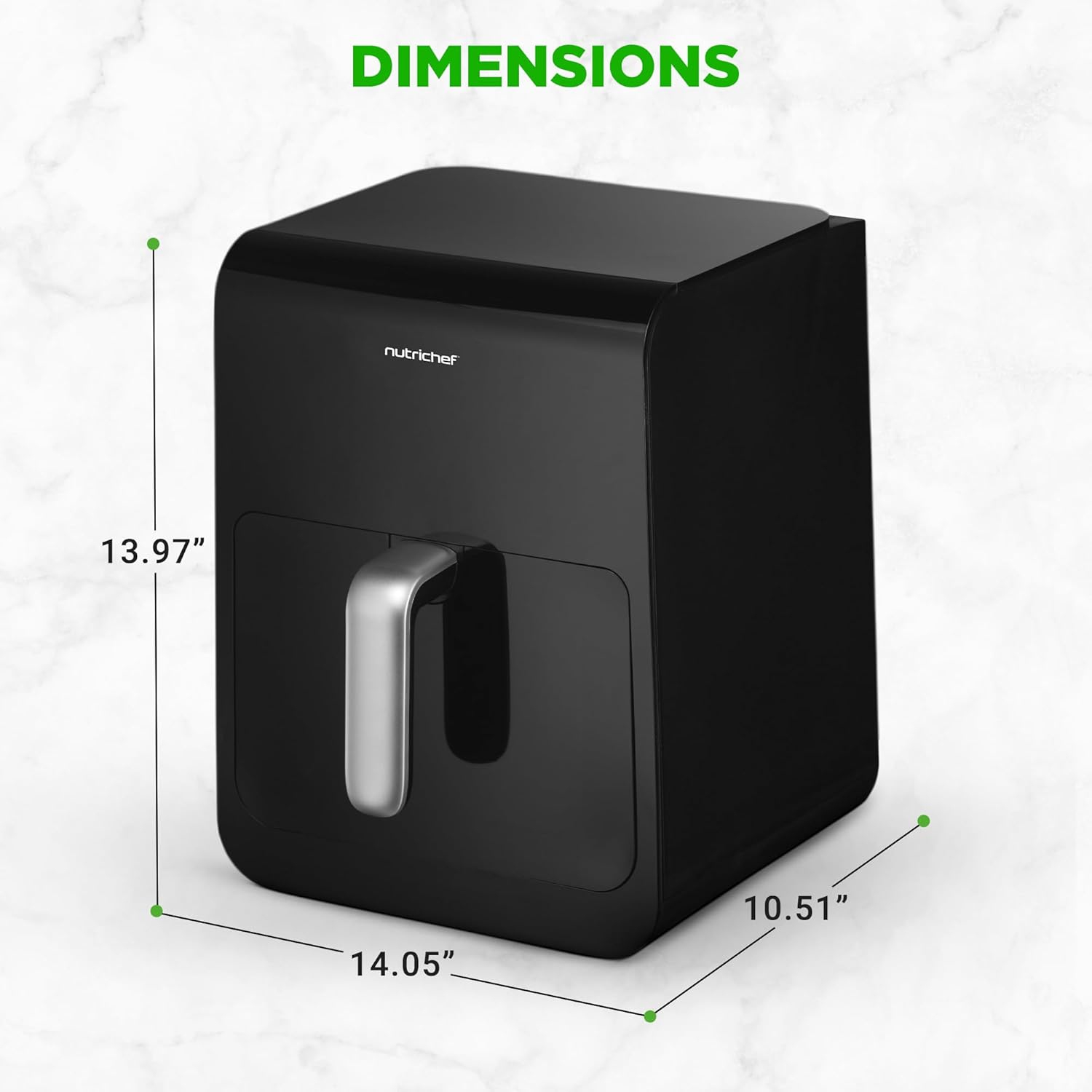 Nutrichef 6.3 QT Electric Air Fryer | 12-1 Preset Cooking Functions | Includes New Tenderizing Function | Digital Display | Transparent Window For