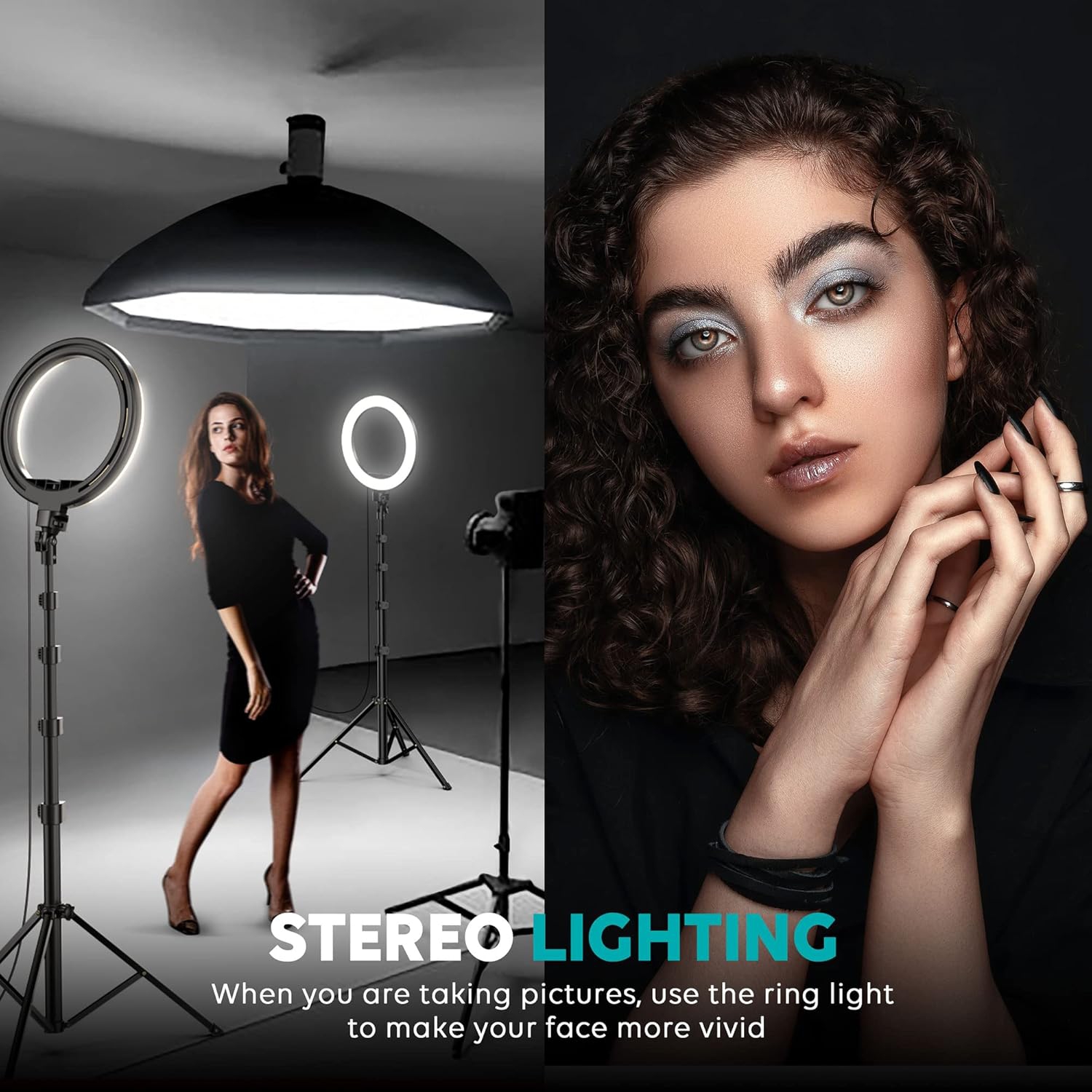 12" Ring Light with Stand 72" Tall & 2 Phone Holders,38 Color Modes Selfie LED Ring Light with Tripod Stand for iPhone/Android,Big Ring Light for