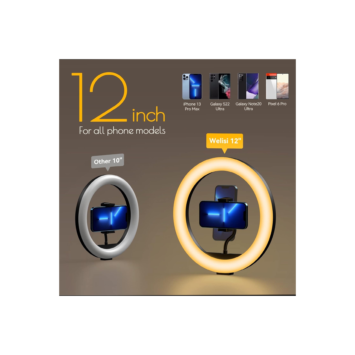 12" Selfie Ring Light with 63" Tripod Stand, Dimmable LED Ring Light with Phone Holder and Wireless Remote, [2-in-1] RGB & Selfie Stick for