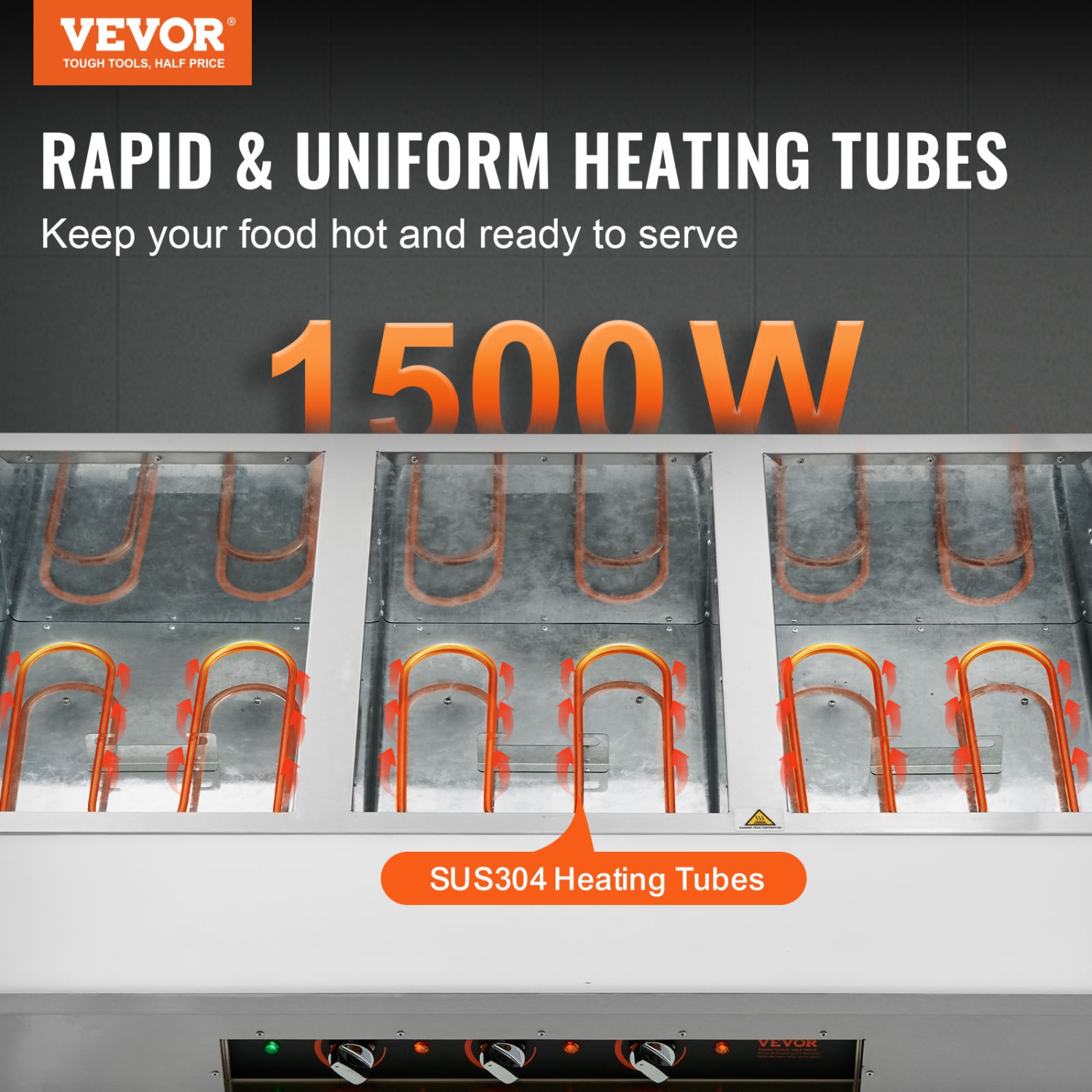 VEVOR 3-Pan Commercial Food Warmer, 3 x 20.6QT Electric Steam Table, 1500W Professional Buffet Catering Food Warmer with 4 Wheels, Food Grade