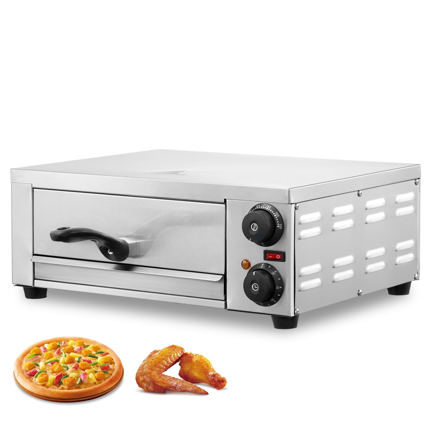 VEVOR 1500W Electric Pizza Oven for Countertops, 12-inch, with Temp Control & 0-120 Min Timer, Even Baking Technology & Easy Clean Crumb Tray, for