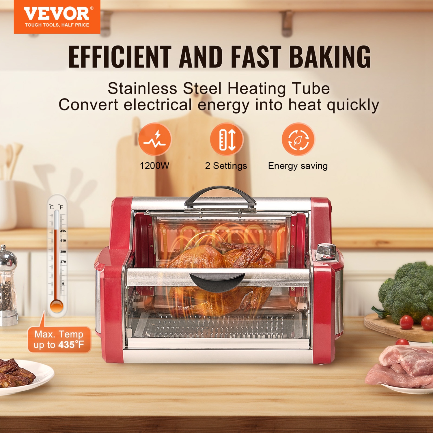 VEVOR Shawarma Grill Machine, Chicken Shawarma Cooker Machine Countertop, Electric Stainless Steel Broiler Gyro Rotisserie Oven Doner Kebab Machine,