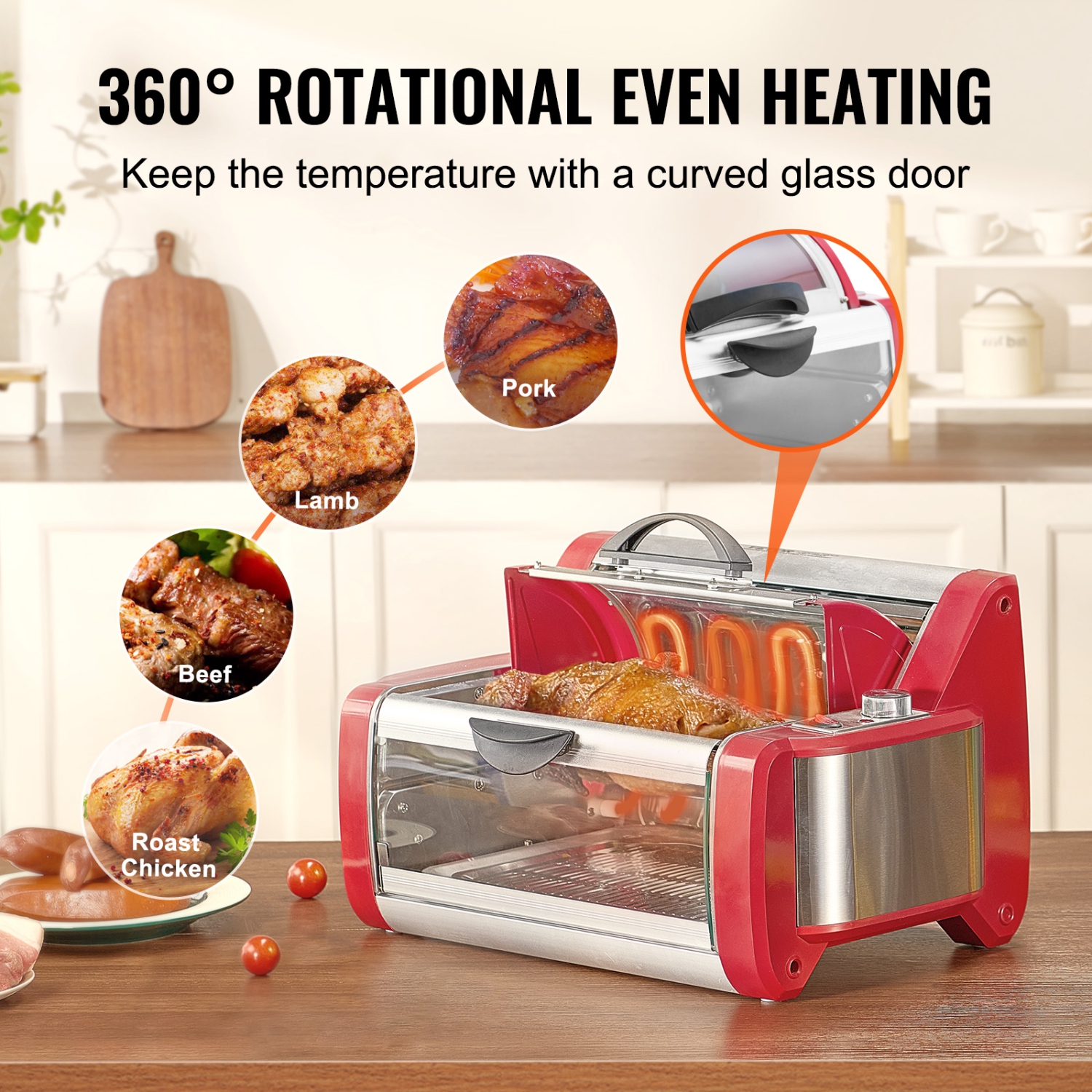 VEVOR Shawarma Grill Machine, Chicken Shawarma Cooker Machine Countertop, Electric Stainless Steel Broiler Gyro Rotisserie Oven Doner Kebab Machine,