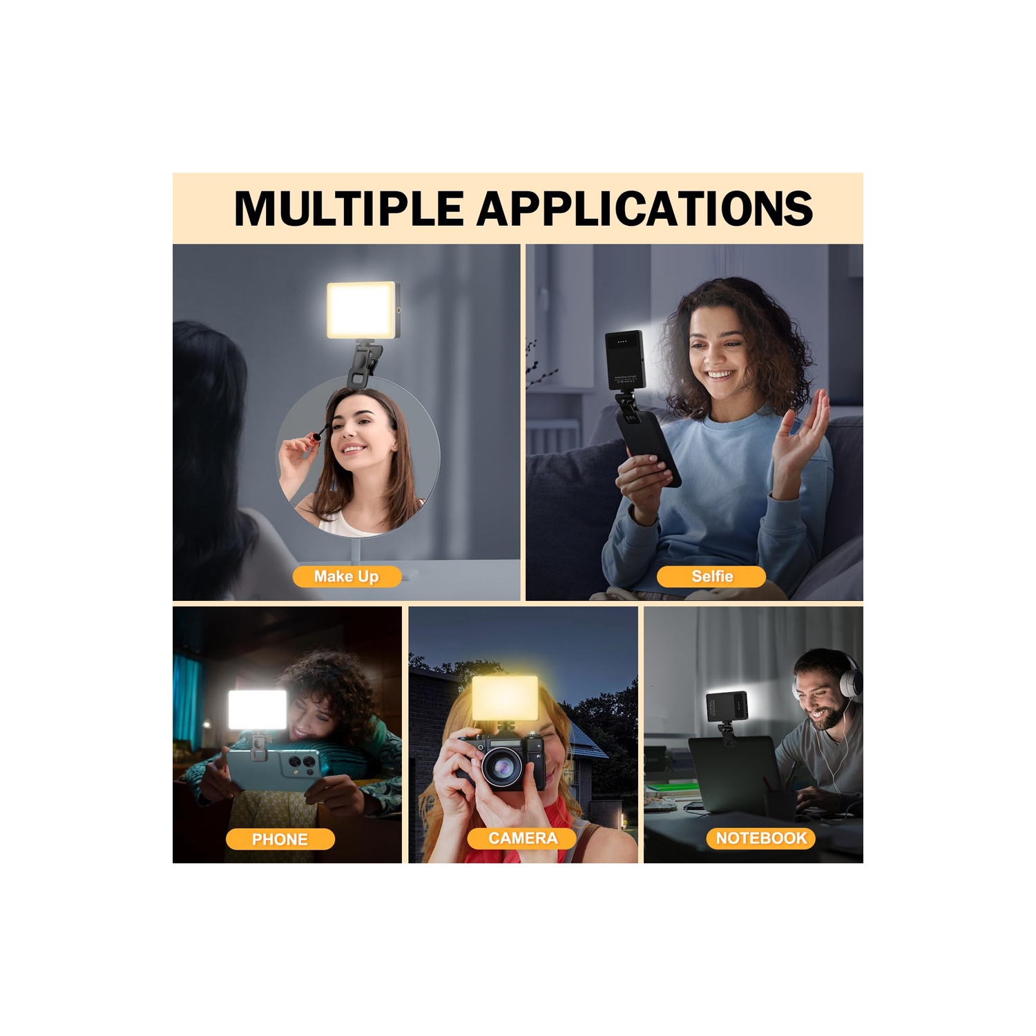 Lampe de téléphone, rechargeable 8000Mah, 3 modes d'éclairage réglables pour Android, iPad, portable, pour maquillage, TikTok, Vlog