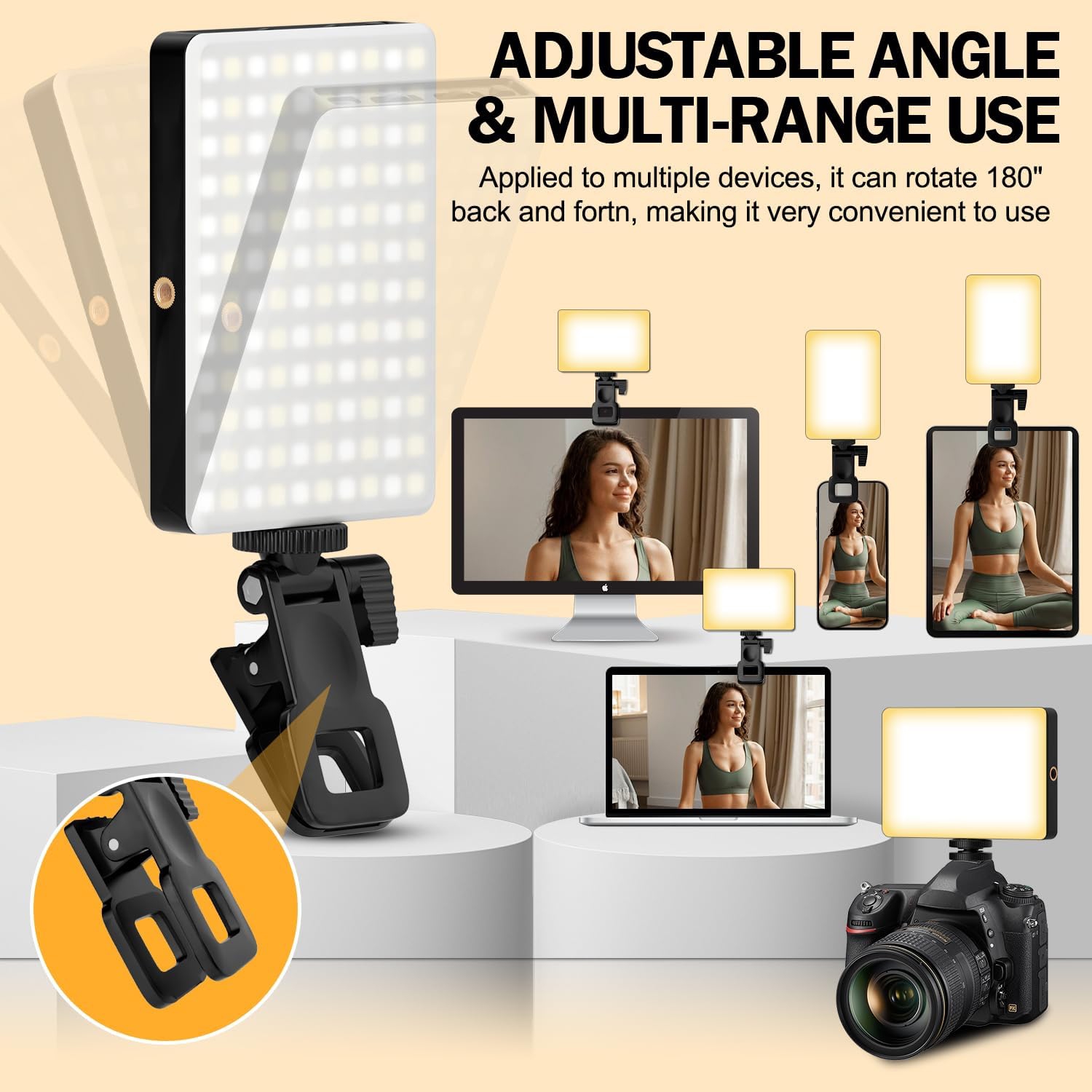 Lampe de téléphone, rechargeable 8000Mah, 3 modes d'éclairage réglables pour Android, iPad, portable, pour maquillage, TikTok, Vlog