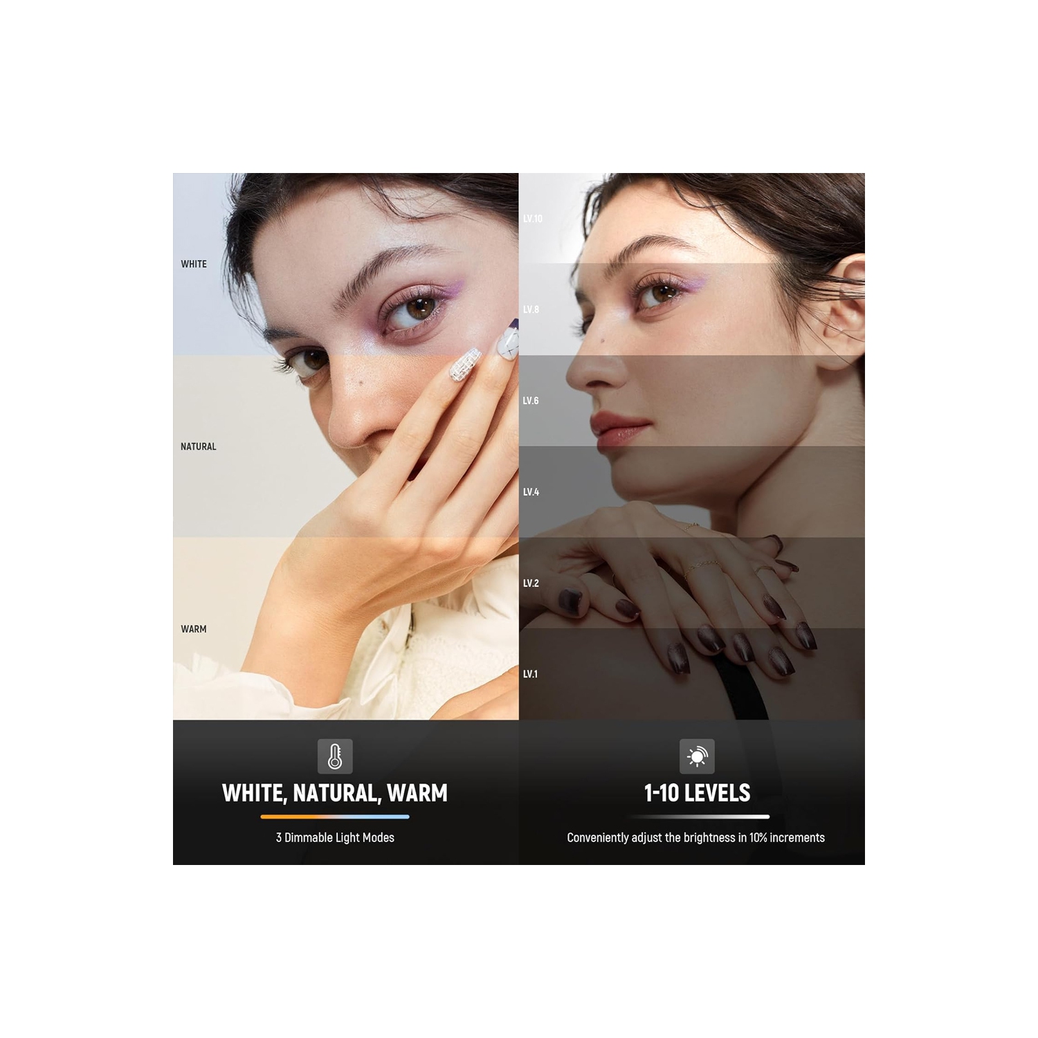 Basic Selfie Light with Front & Back Phone Clip, 60 LED 2000mAh Rechargeable CRI 95+, 3 Light Modes, Portable Clip on Light for Phone/Tablet/Laptop