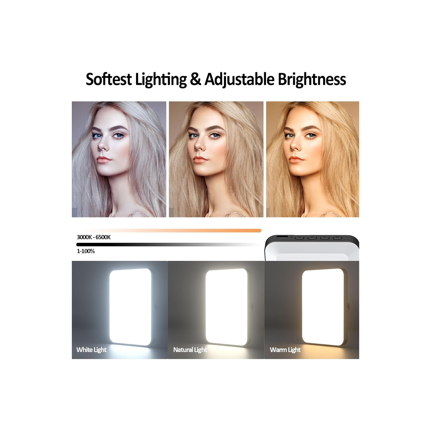 Rechargeable Selfie Light, Clip Fill Light for Phone Laptop Tablet Portable Light for Video Conference Live Streaming Zoom Call Makeup Picture