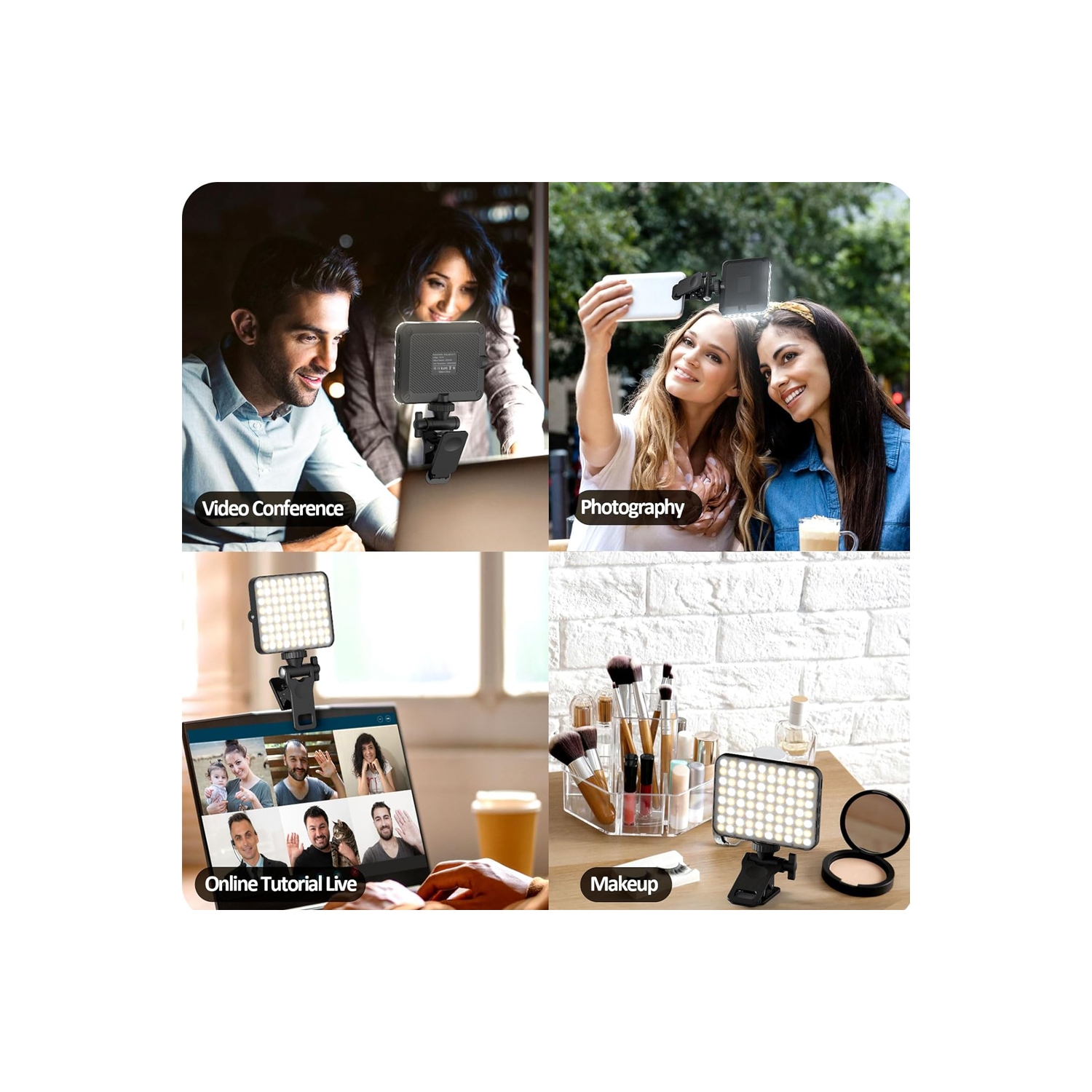 Rechargeable Selfie Light, Clip Fill Light for Phone Laptop Tablet Portable Light for Video Conference Live Streaming Zoom Call Makeup Picture