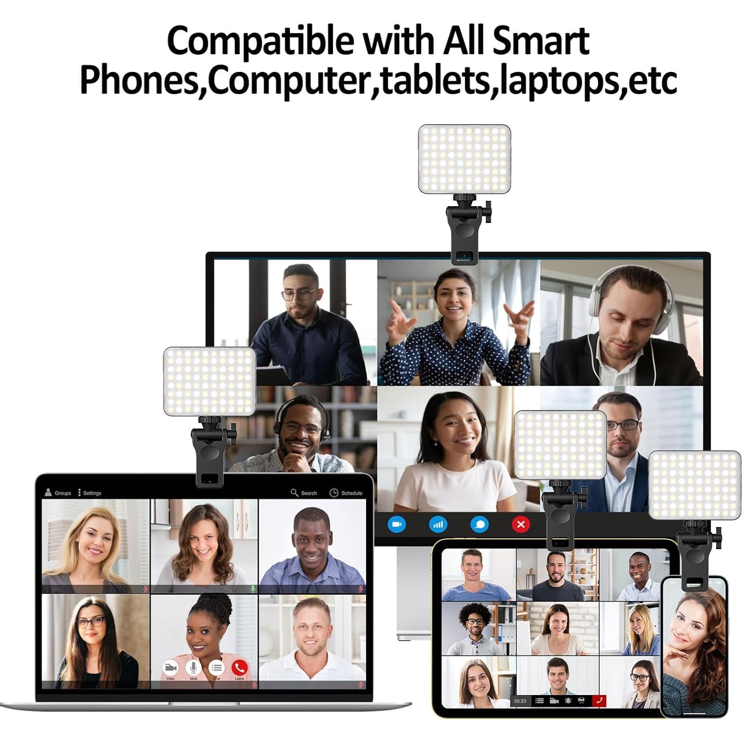 Rechargeable Selfie Light, Clip Fill Light for Phone Laptop Tablet Portable Light for Video Conference Live Streaming Zoom Call Makeup Picture