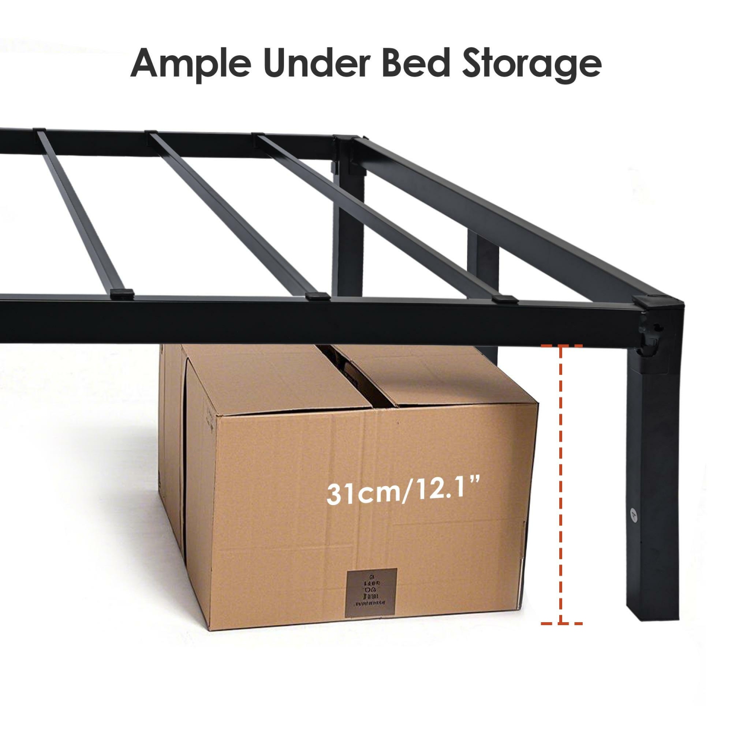Cadre de grand lit en métal, base de matelas plateforme en acier robuste avec soutien à lattes, aucun sommier requis et bruit ambiant
