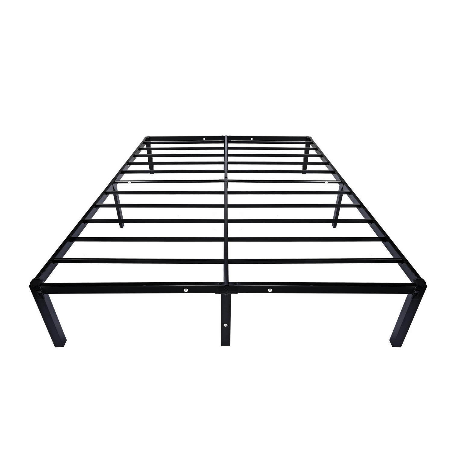Cadre de grand lit en métal, base de matelas plateforme en acier robuste avec soutien à lattes, aucun sommier requis et bruit ambiant