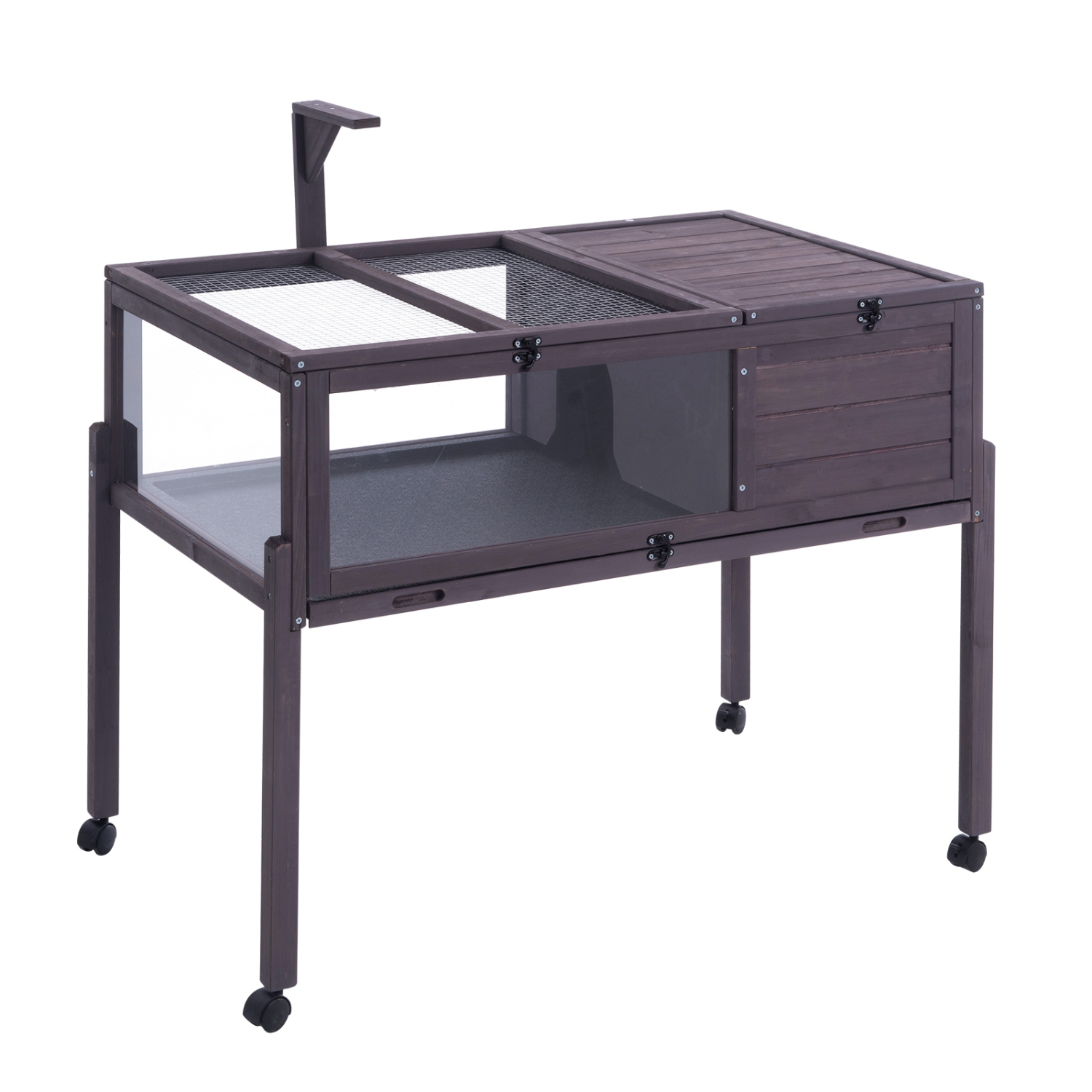 VEVOR Tortoise Habitat, Wooden Tortoise House Indoor & Outdoor, Rolling Tortoise Enclosure with Light Stand, Reptile Enclosure Small Animal Cage with