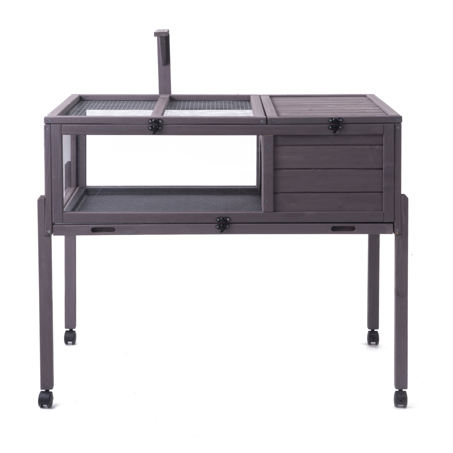 VEVOR Tortoise Habitat, Wooden Tortoise House Indoor & Outdoor, Rolling Tortoise Enclosure with Light Stand, Reptile Enclosure Small Animal Cage with