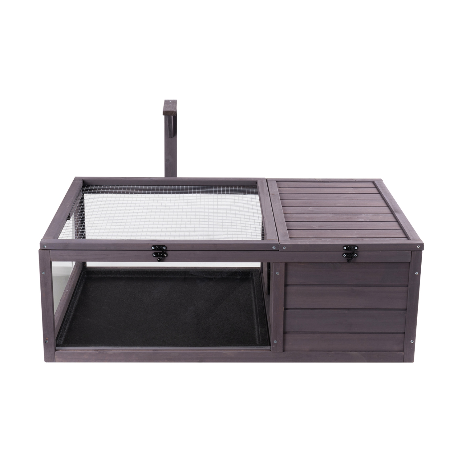 VEVOR 38 x24 x13 inch Tortoise Habitat, Wooden Tortoise House Indoor & Outdoor, Tortoise Enclosure with Hanging Light Stand, 2-Room Reptile Enclosure