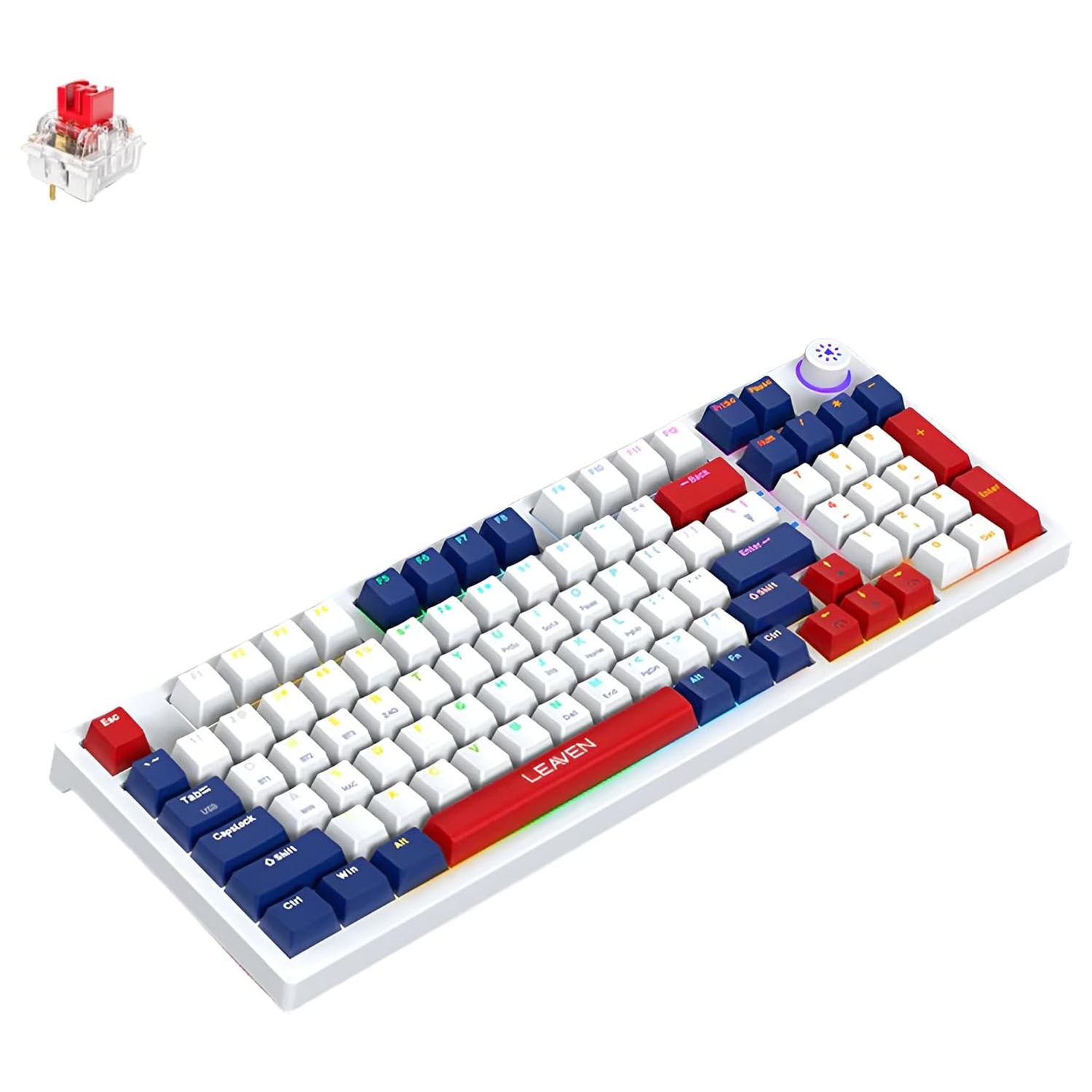 Mechanical keyboard gaming keyboard wireless 96-key hot-swappable Bluetooth keyboard 5.0/2.4G/wired with keycap puller blue, white, red