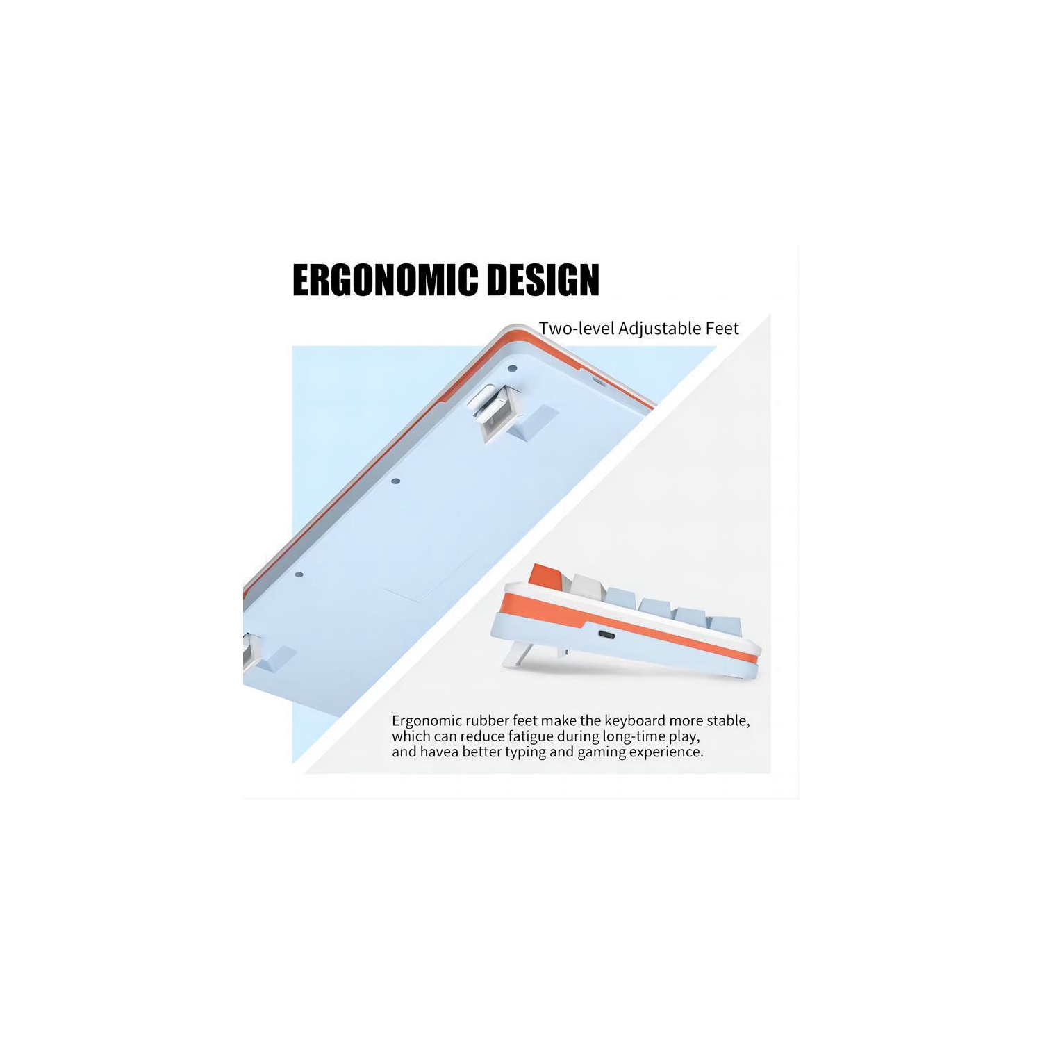 Side Engraved Glacier Orange [Wired] White Light - Gaming Silver Axis LED Backlight Gaming Mechanical Keyboard